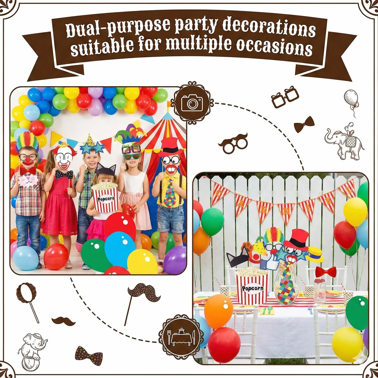 Kit de décoration de cirque 36 pièces – Décoration carnaval anniversaire fête