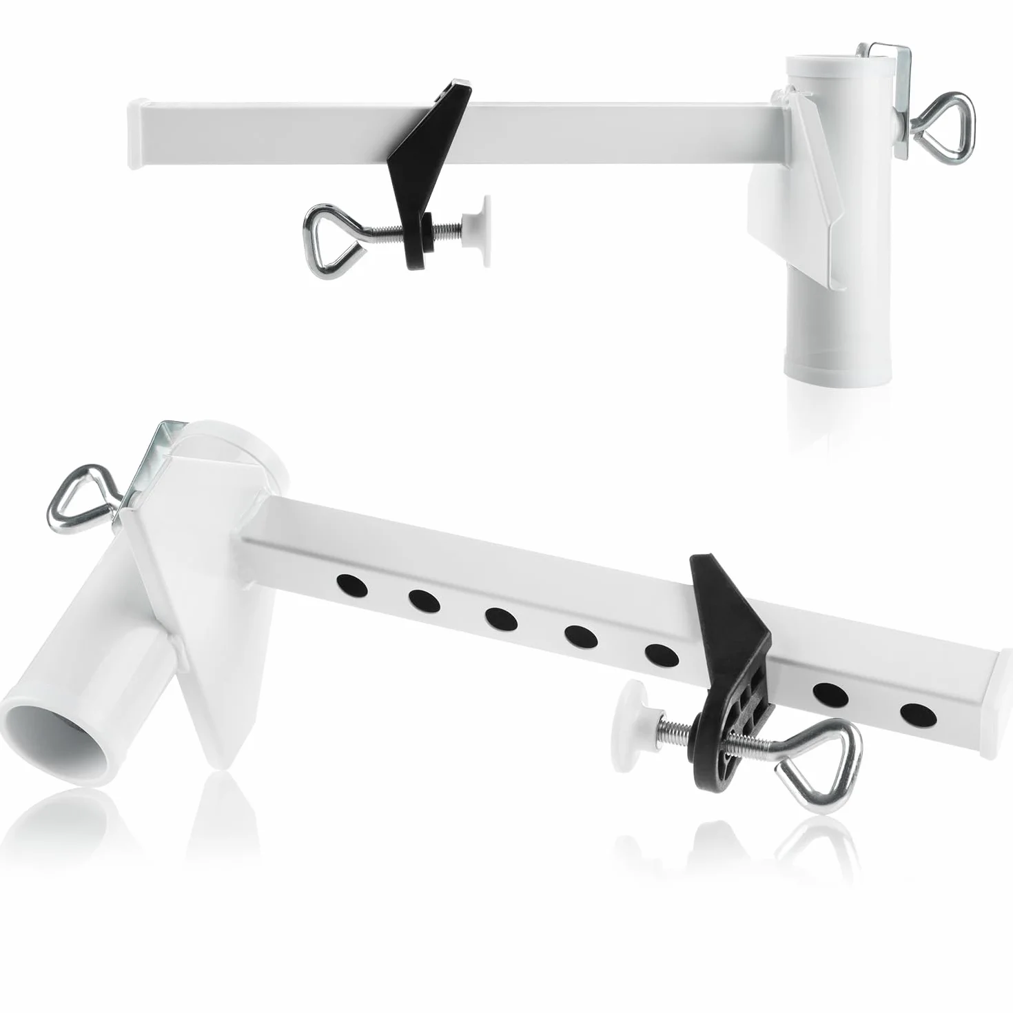 Com-Four Porte-Parasol en Métal Support de Balcon pour Parasols Extra Large Blanc