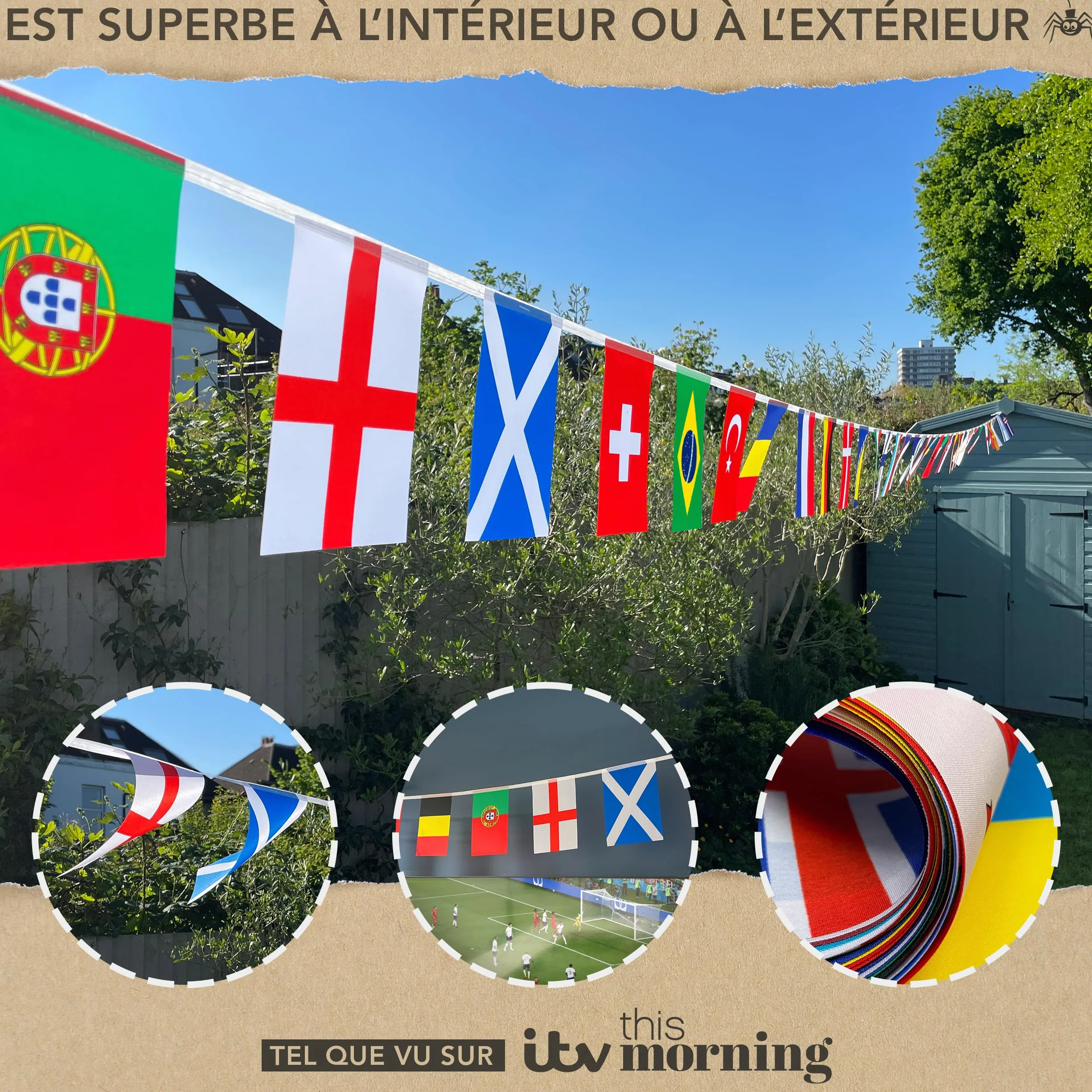 Lot de 2 fanions réutilisables de qualité supérieure pour la coupe du monde de football 2026 – Décorations de la coupe du monde de football 2026 – Vu à la télévision, bannière en polyester de qualité
