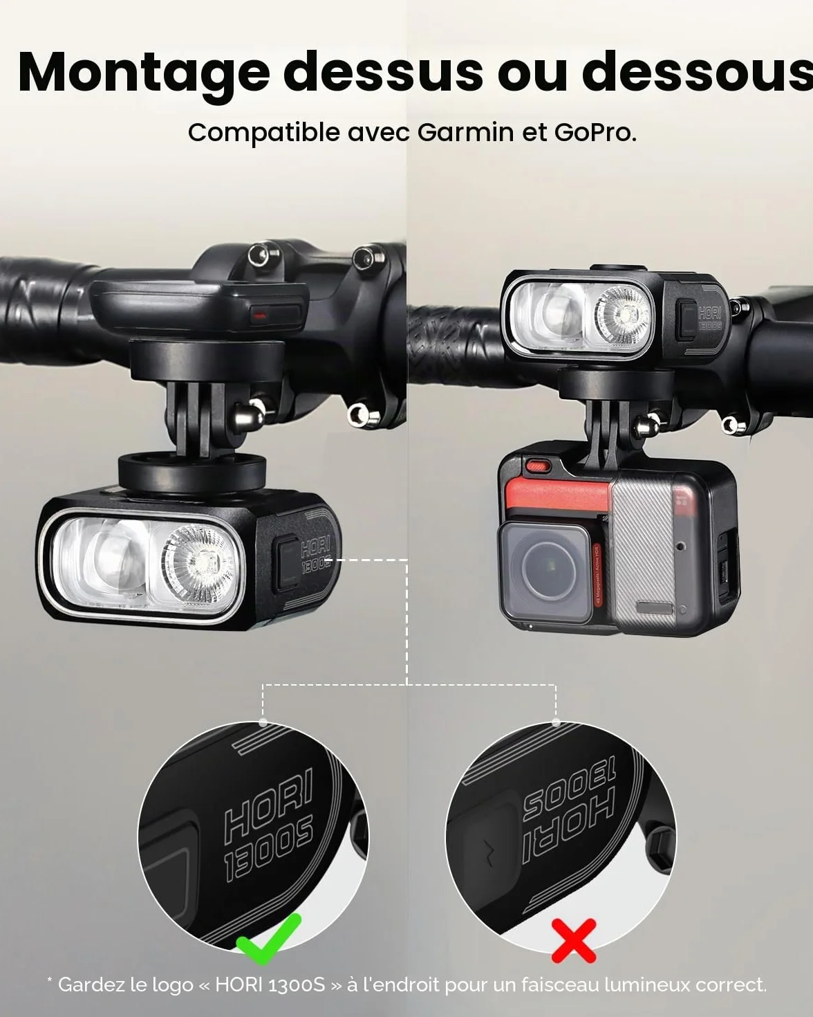 Magicshine Éclairage vélo HORI1300S et SEEMEE150 MAG Avant et arrière, Commande Tactile FTR LightSync, éclairage Avant 1300 LM et éclairage arrière magnétique 150 LM, Rechargeable par USB-C