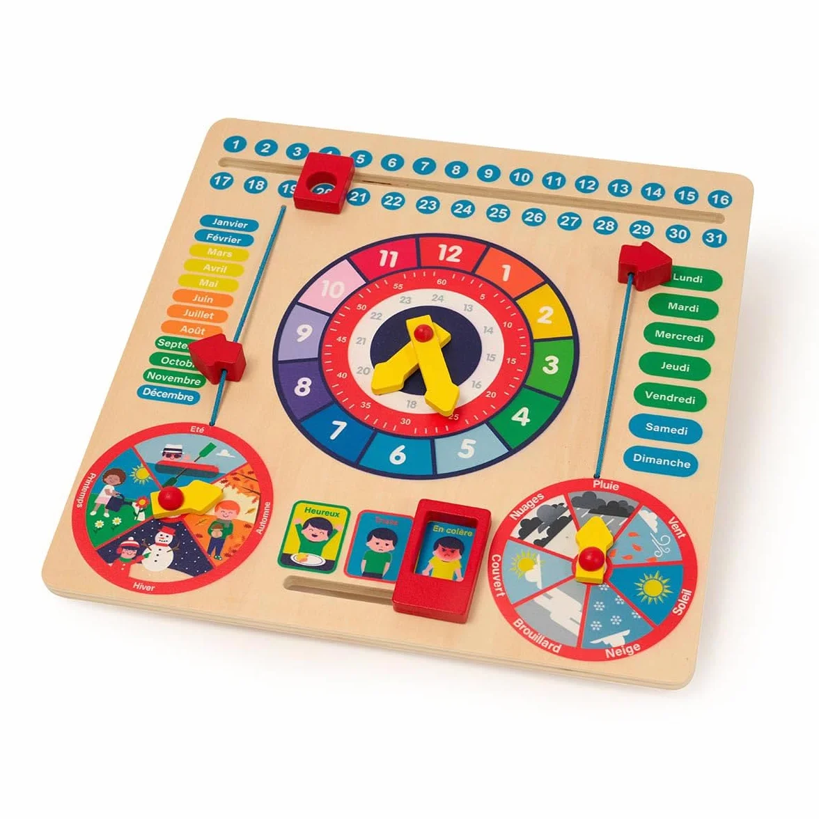 Horloge Calendrier en Bois 3-6 Ans Oxybul