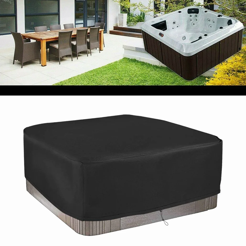 Housse de Protection pour Bain à Remous de Jardin 420D Tissu Oxford Imperméable Anti-UV Extérieur Spa 200x200x85 cm