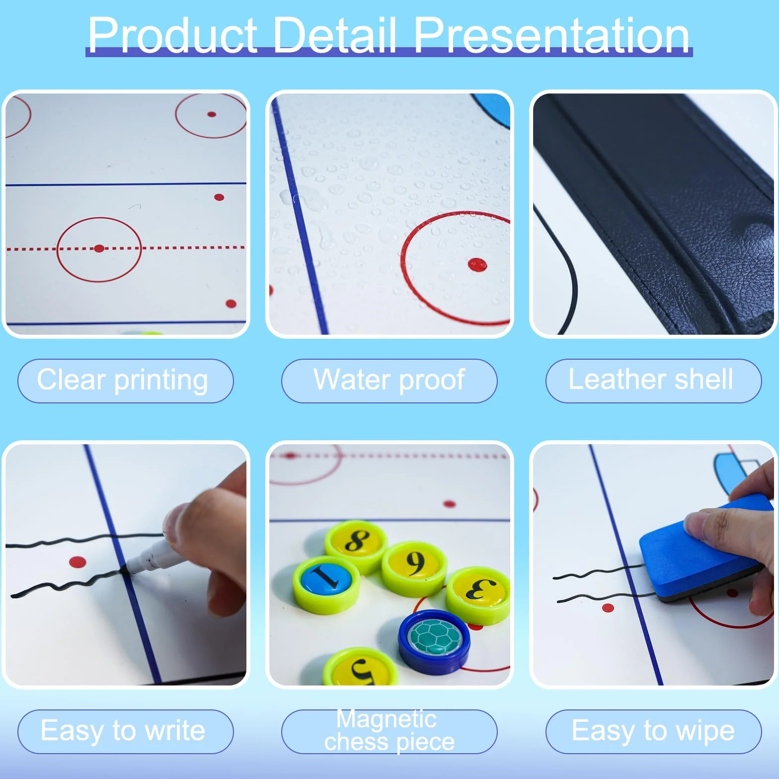 Joyeee Tableau Blanc Tactique Hockey sur Glace avec Marqueur Effaçable à Sec