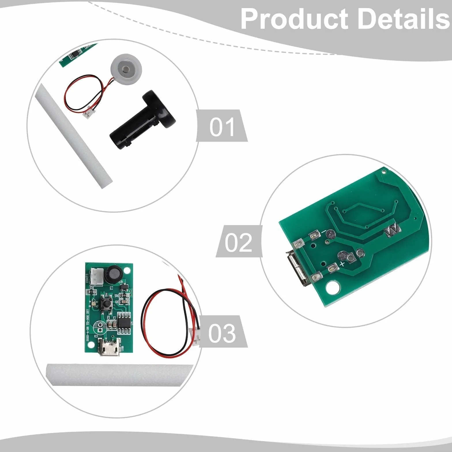 Lot de 4 modules d'humidificateur USB 5 V brumisateur piézoélectrique avec pulvérisations 5 µm