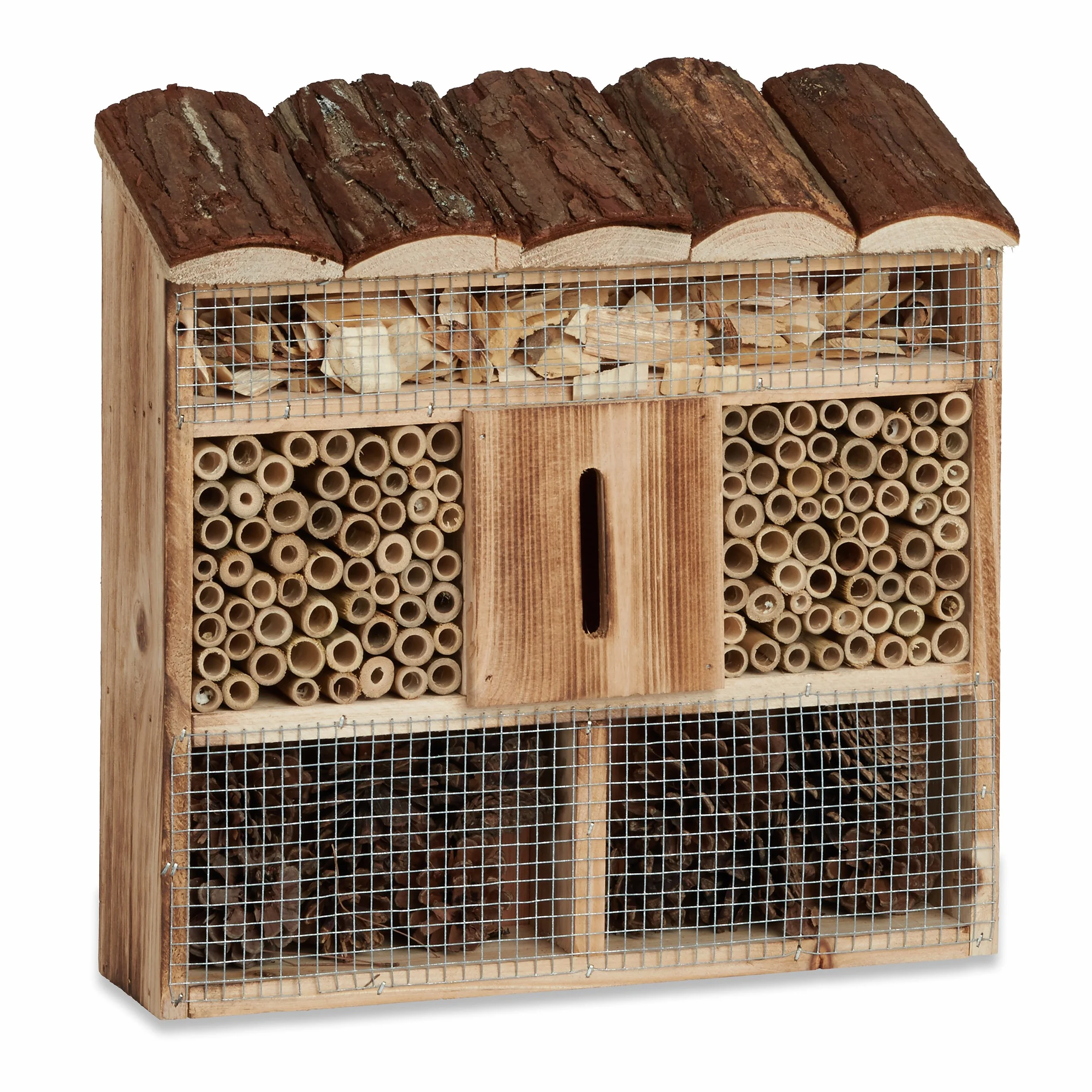 Relaxdays Hôtel à Insectes en Bois 31 x 30,5 x 9,5 cm Nature