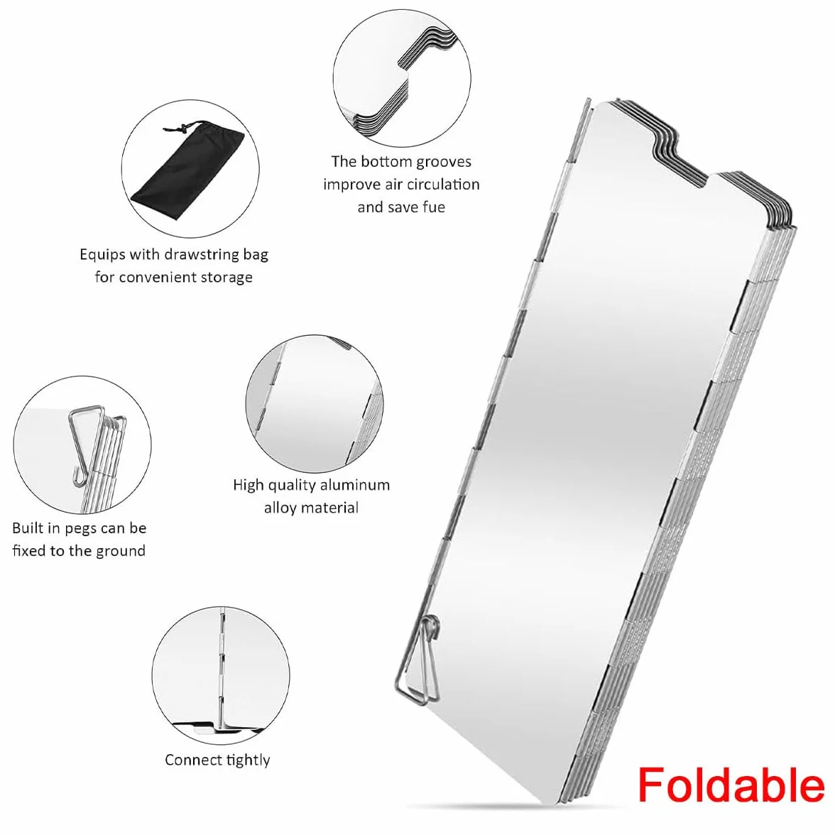 Réchaud de Camping,Pare-Vent Pliable Aluminium,Plaques Pare Brise de Camping,Plaques Camping Plein Air Pare Brise,Protection Antivent pour Réchaud à Gaz Pliable,Assiettes Pare-Vent de Camping,10pcs