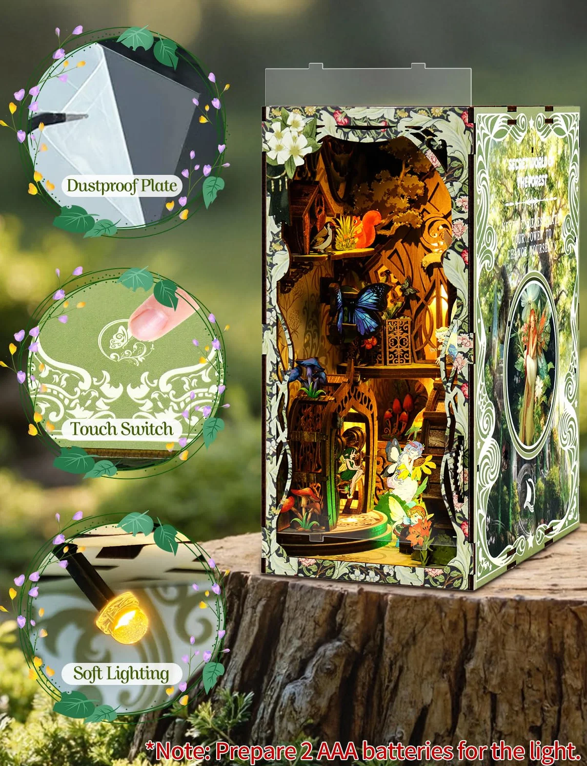 Kit DIY Book Nook en Bois Maquette 3D Monde Magique de la Forêt