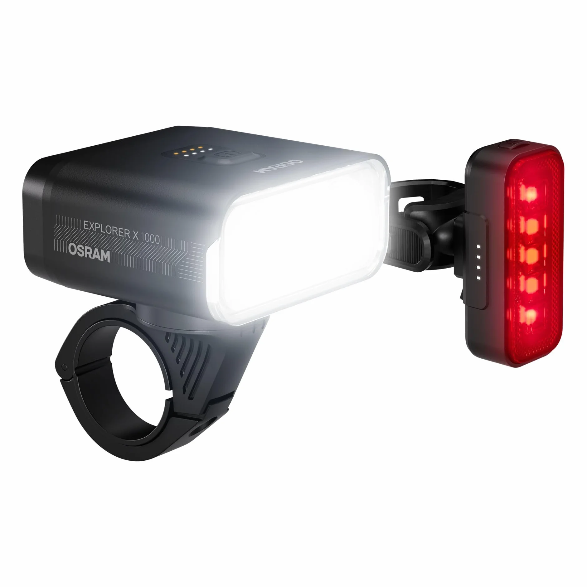 OSRAM LEDsBIKE Explorer X 1000, Kit d'éclairage vélo Rechargeable: Avant et arrière, Tout-Terrain, avec feu Stop, 1000 lumens