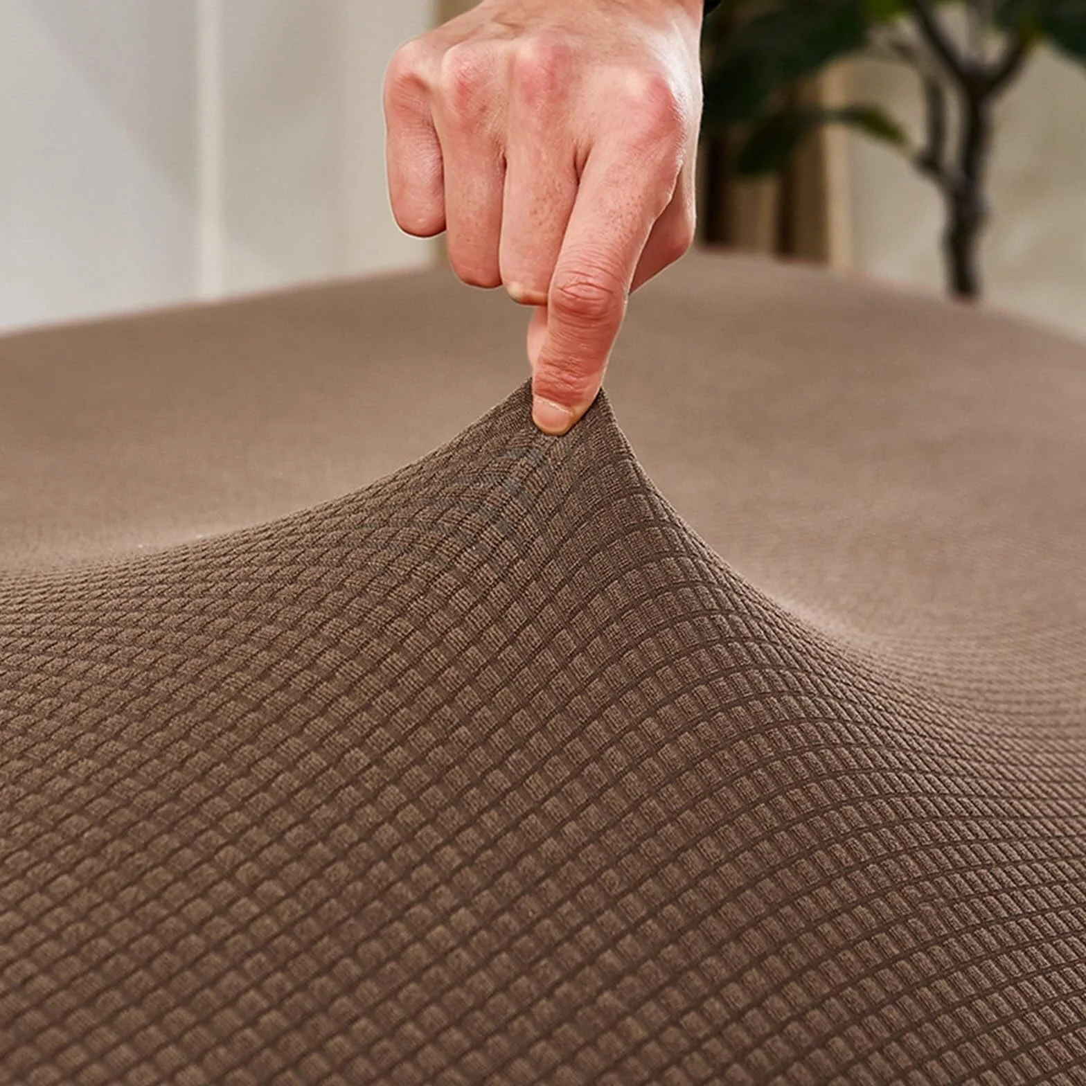 Housse de Canapé sans Accoudoirs 2-3 Places Jacquard Extensible Imperméable Résistant aux Taches Clic Clac Beige 160-190cm