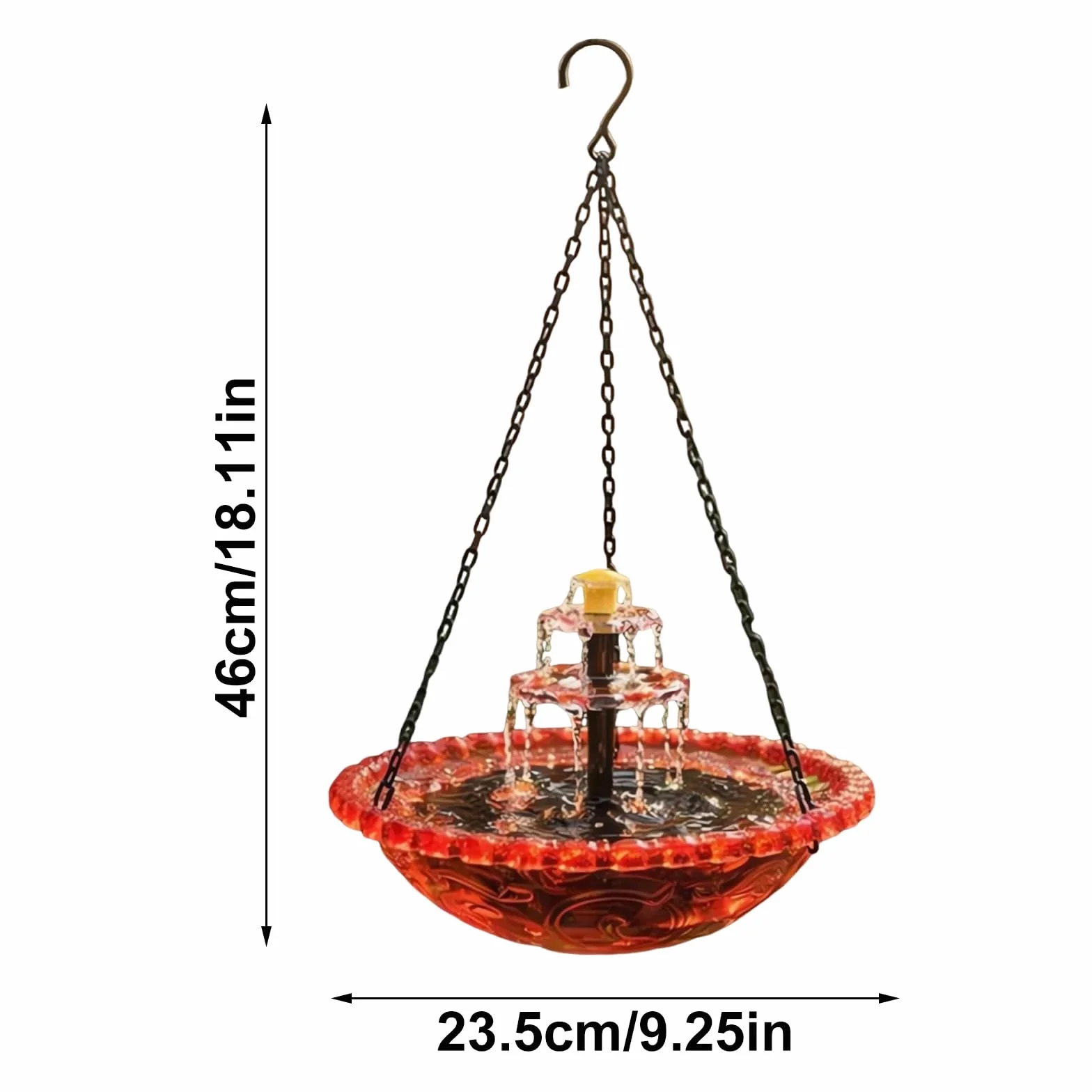Fontaine Solaire Suspendue pour Bain d'Oiseaux en Cascade, Décor de Jardin Extérieur