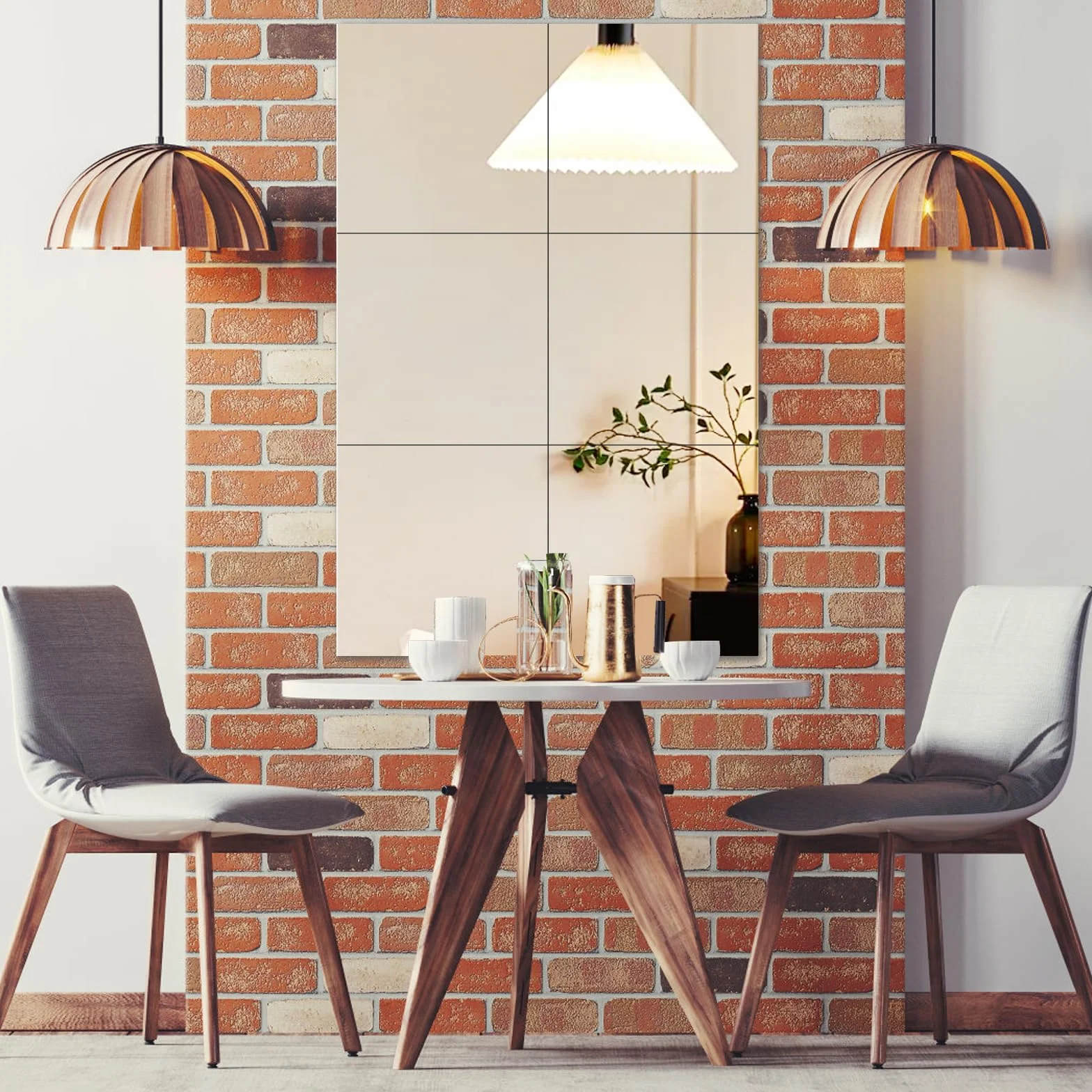 Miroir Adhesif Mural 20x20cm, Acrylique Miroir Autocollant Carrés Flexible Decoration Grand Mural 10 Pièces