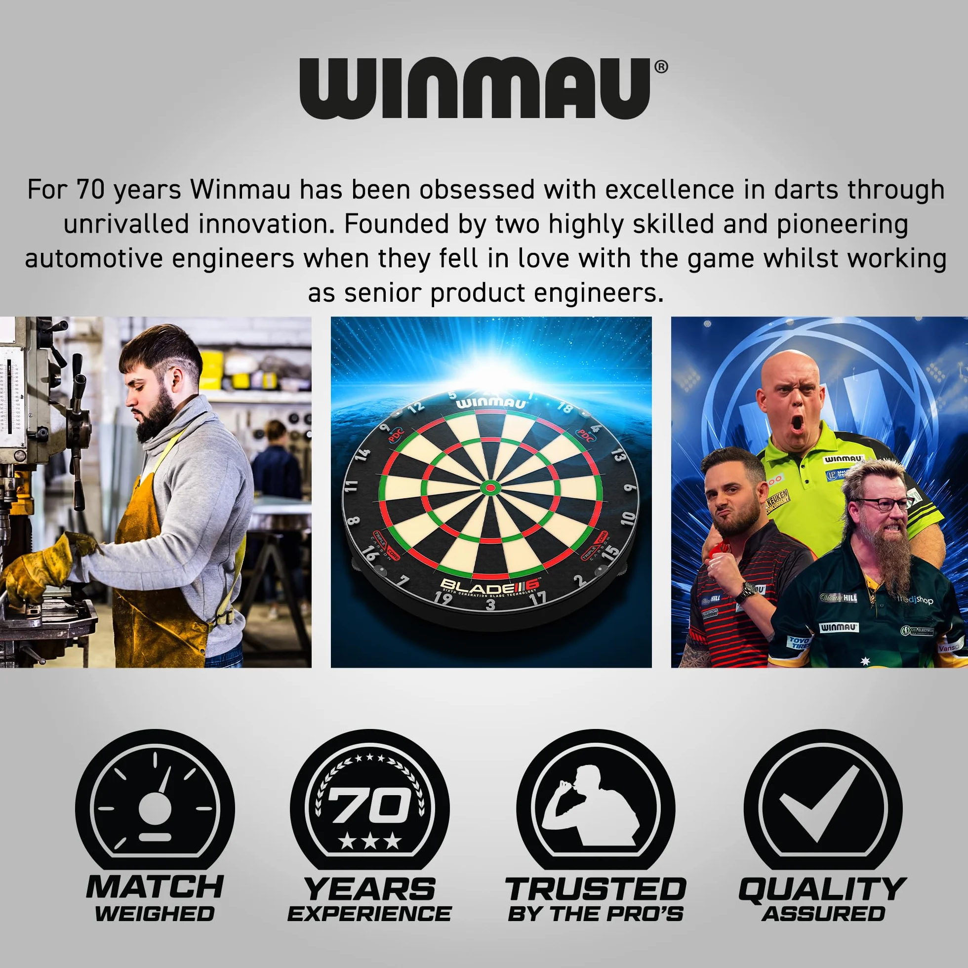 Winmau Blade 6 Triple Core - Cible de Fléchettes Professionnelle Sisal pour Pointes Acier - Dartboard Tournoi PDC à Câblage Ultra-Fin Anti-Rebonds - Standard Officiel Compétition
