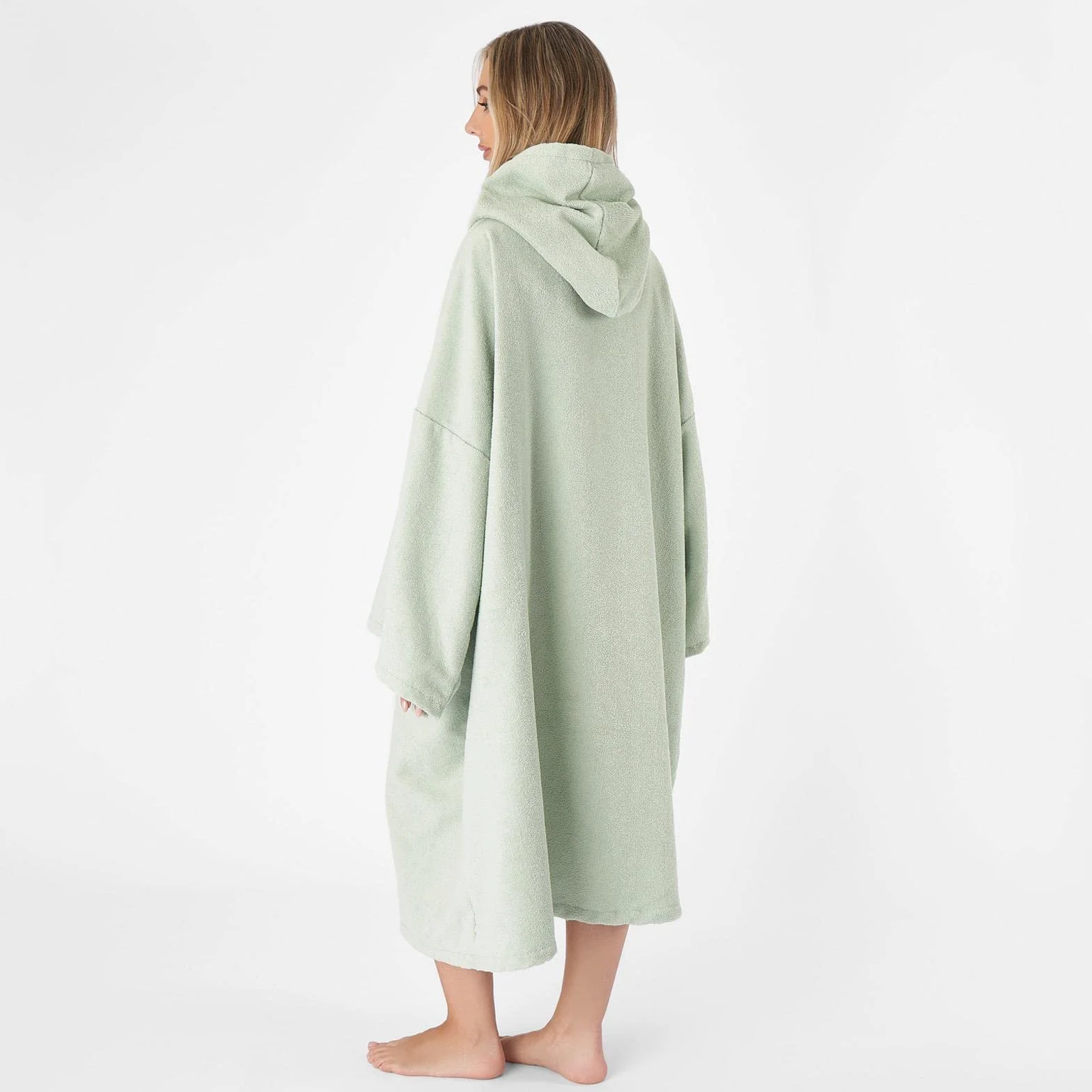 Brentfords Poncho à Capuche pour Adulte - Grande Serviette de Bain, de Natation, de Surf - en Microfibre absorbante à séchage Rapide - pour Homme et garçon - Vert Sauge