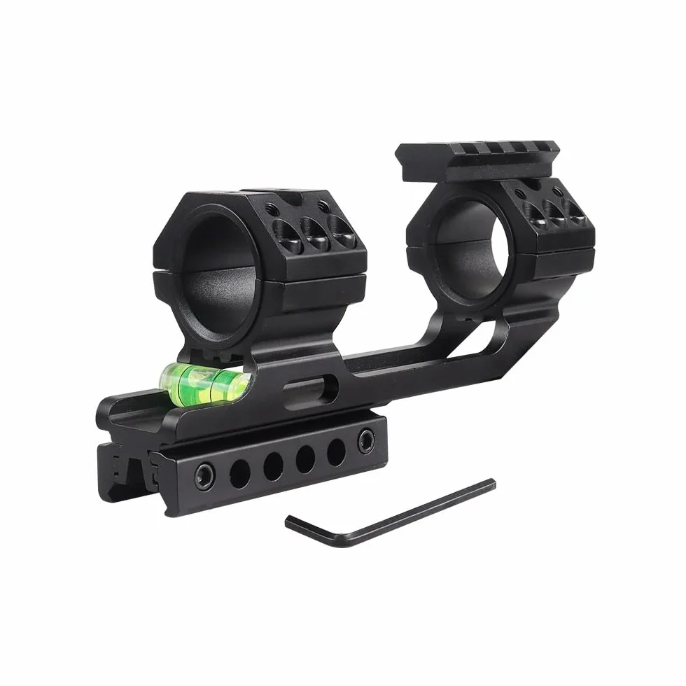 Support De Lunette Optique Double Anneau en Alliage D'aluminium 25,4/30 mm avec Niveau À Bulle Rails Picatinny Décalés