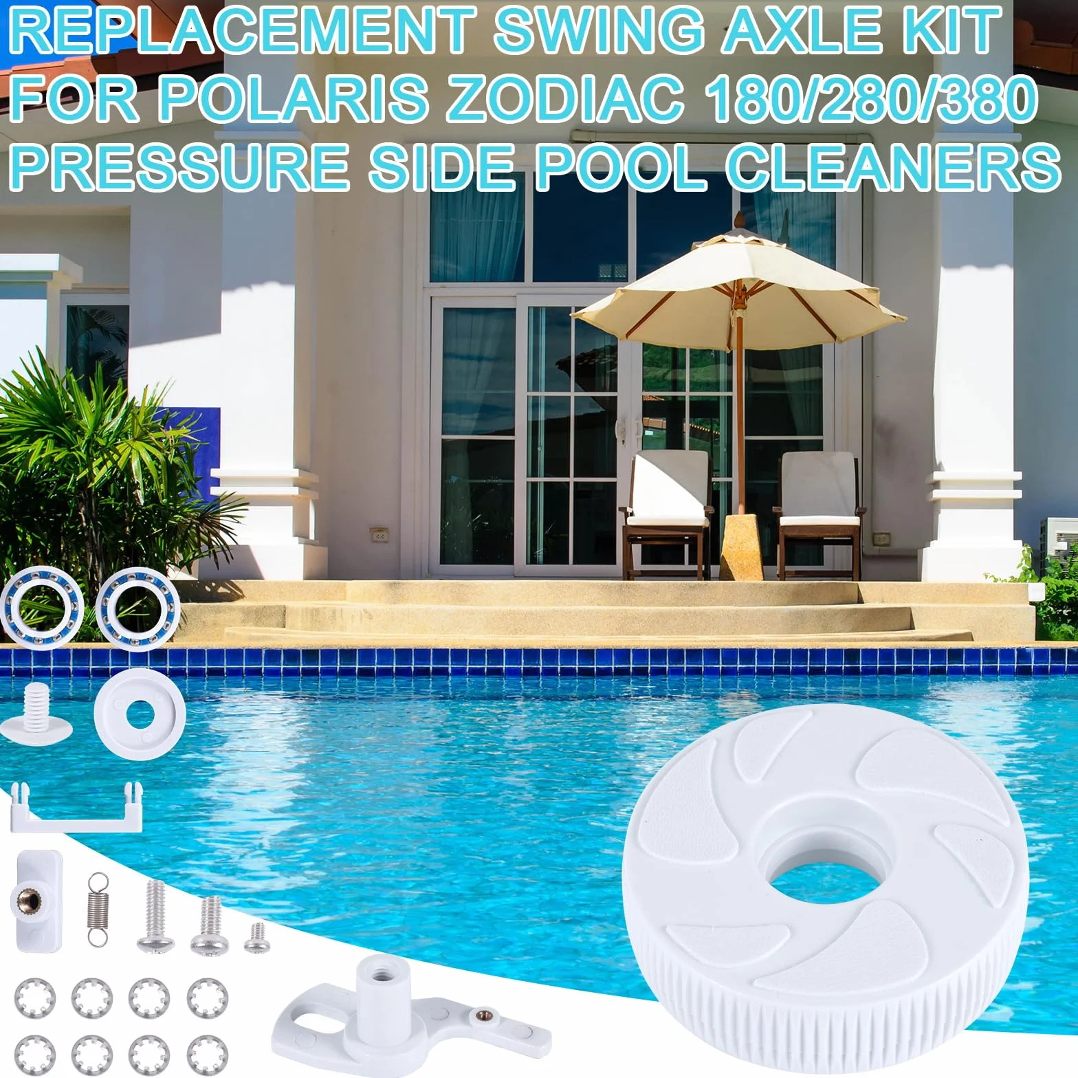 Gosknor Pièce Rechange Roue de Renvoi Nettoyeur de Piscine, Kit d'Essieu Pivotant Compatible Polaris 280 180