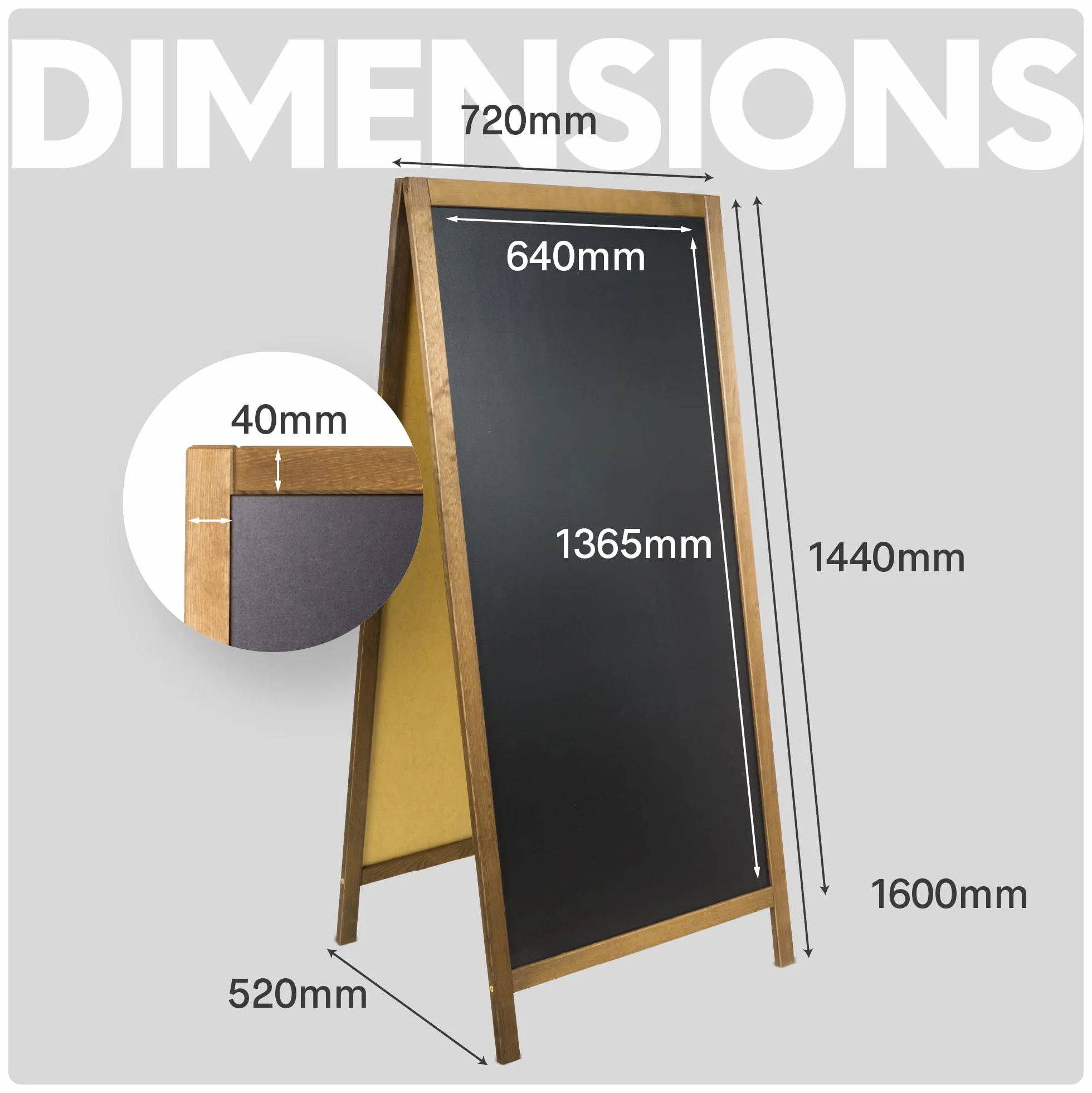 Chevalet ardoise pliable en bois naturel double face pour craie et feutre extérieur intérieur