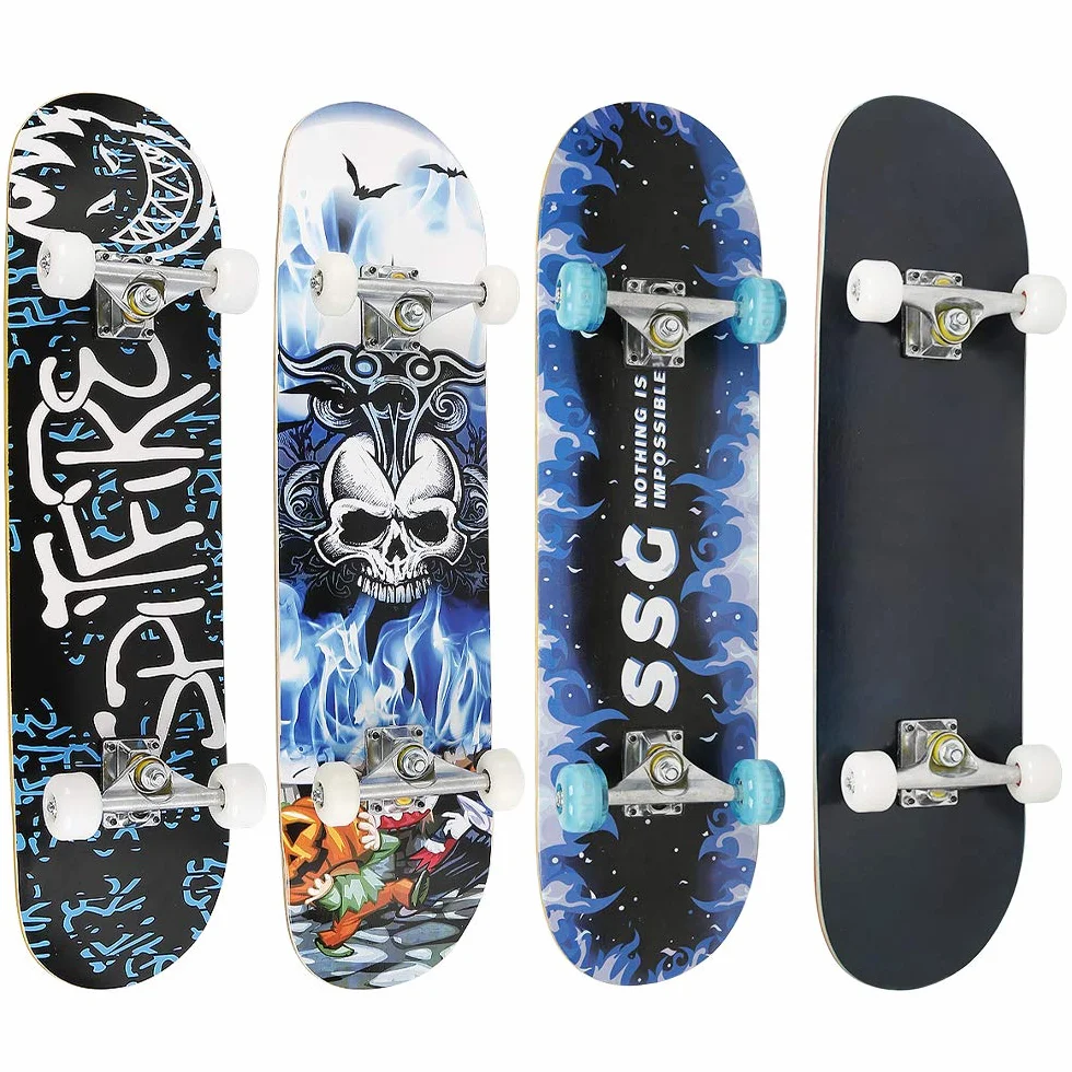 Skateboard pour enfants, complet de qualité supérieure pour débutants à partir d'années, enfants et adolescents, en 7 couches d'érable, avec bande antidérapante, axes et roues en uréthane, roulements