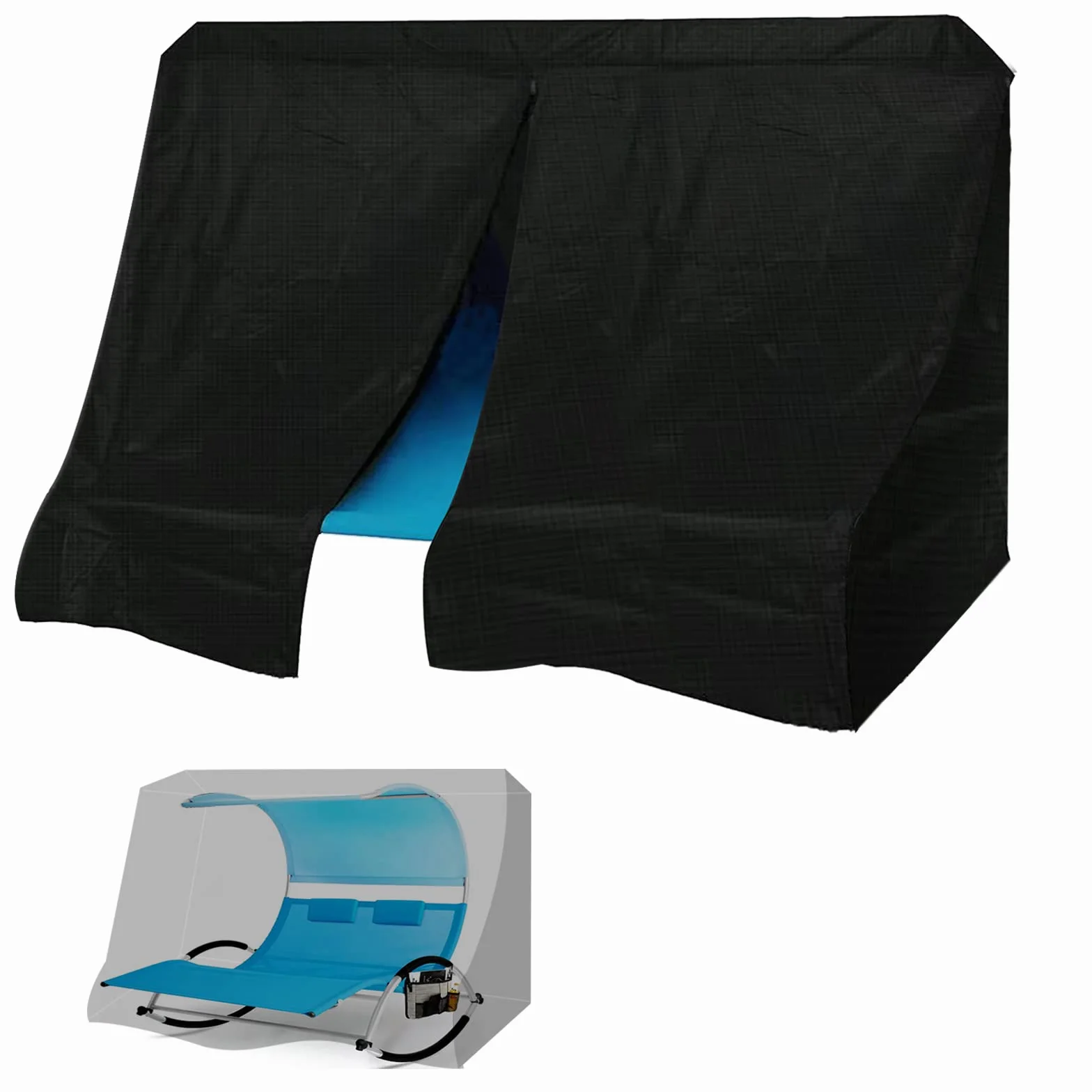 Housse de Chaise Longue Bain de Soleil 2 Places avec Coupe-Vent, 420D Imperméable