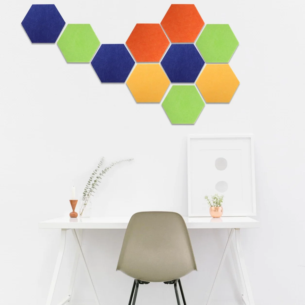 Panneau d'Affichage en Feutre Hexagonal 4 Pièces – Tableau Mémo Mural Multicolore