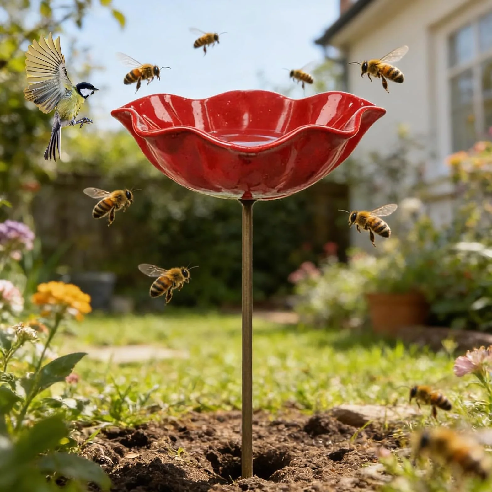 Bain D’Oiseaux 3 Pièces Abreuvoir Oiseaux Mangeoire Oiseaux Bassin pour Oiseaux Deco Jardin Exterieur