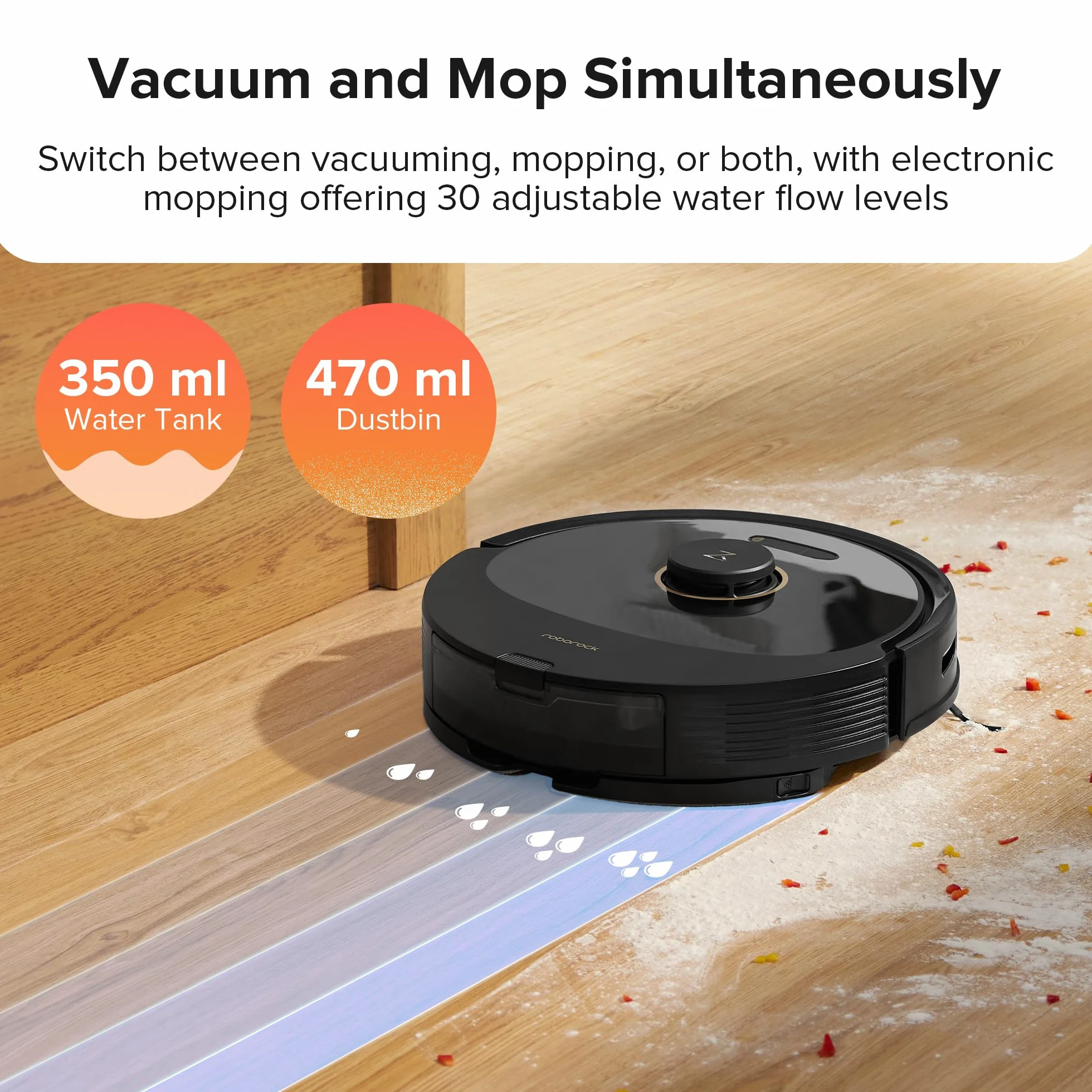 Roborock Q8 Max Aspirateur Robot Laveur 5500Pa Brosse DuoRoller Navigation PreciSense LiDAR Noir Reconditionné