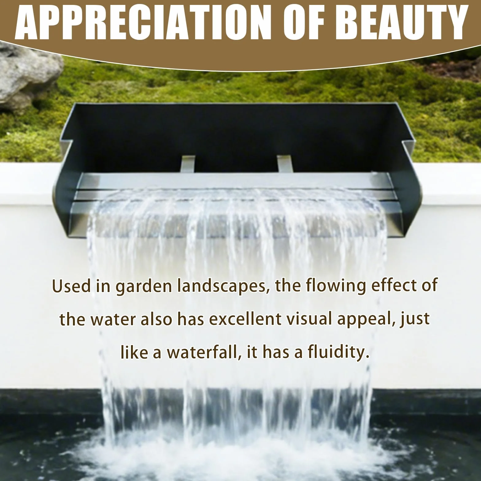 Cascade pour Bassin de Jardin 30 cm Acier Inoxydable Fontaine 45W 3000 L/H