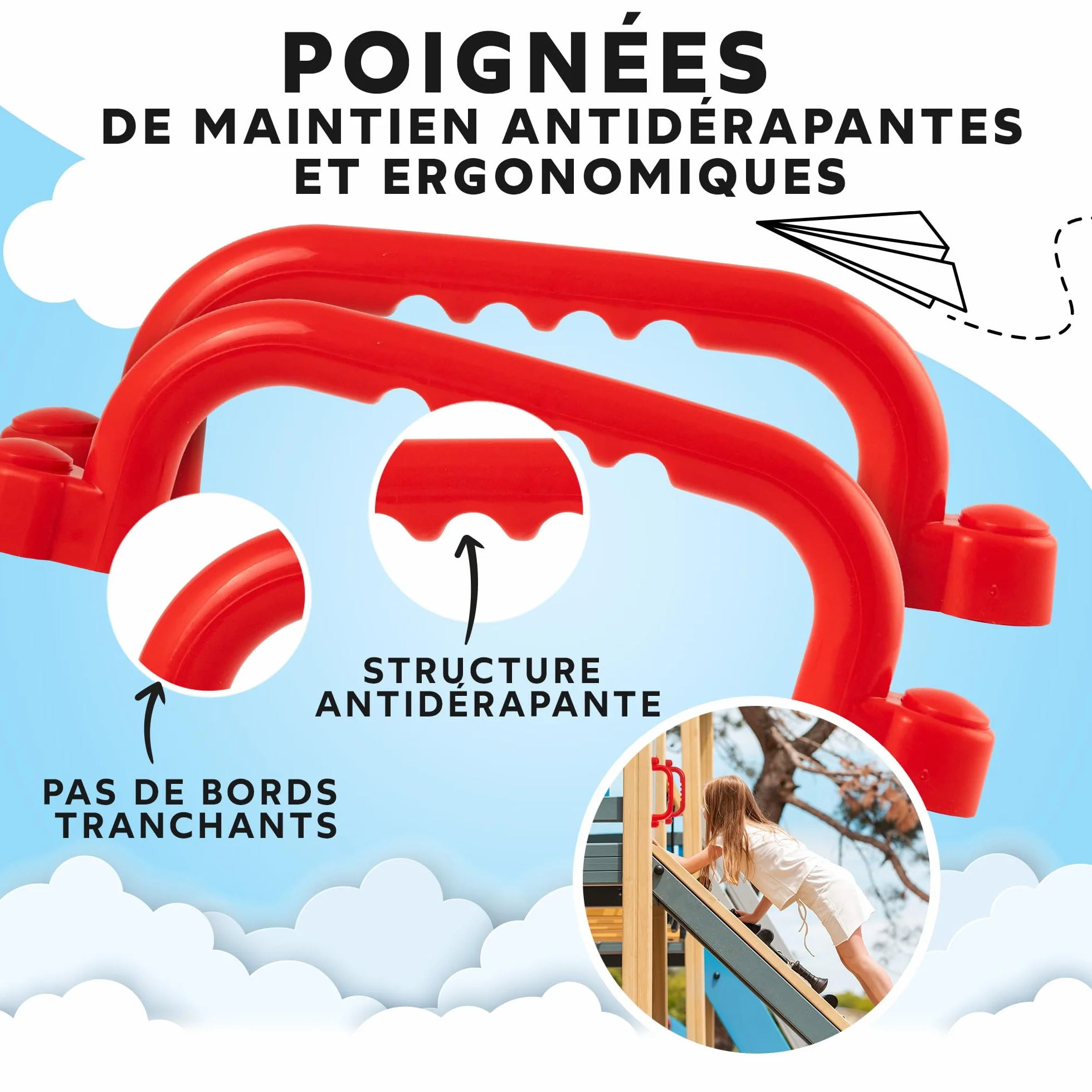 GO!elements Poignée et Accessoires de Maison de Jeu extérieur | Prise Escalade | Escalade Enfant Exterieur | Accessoire cabane Enfant Exterieur | par Paire (2 pièces)