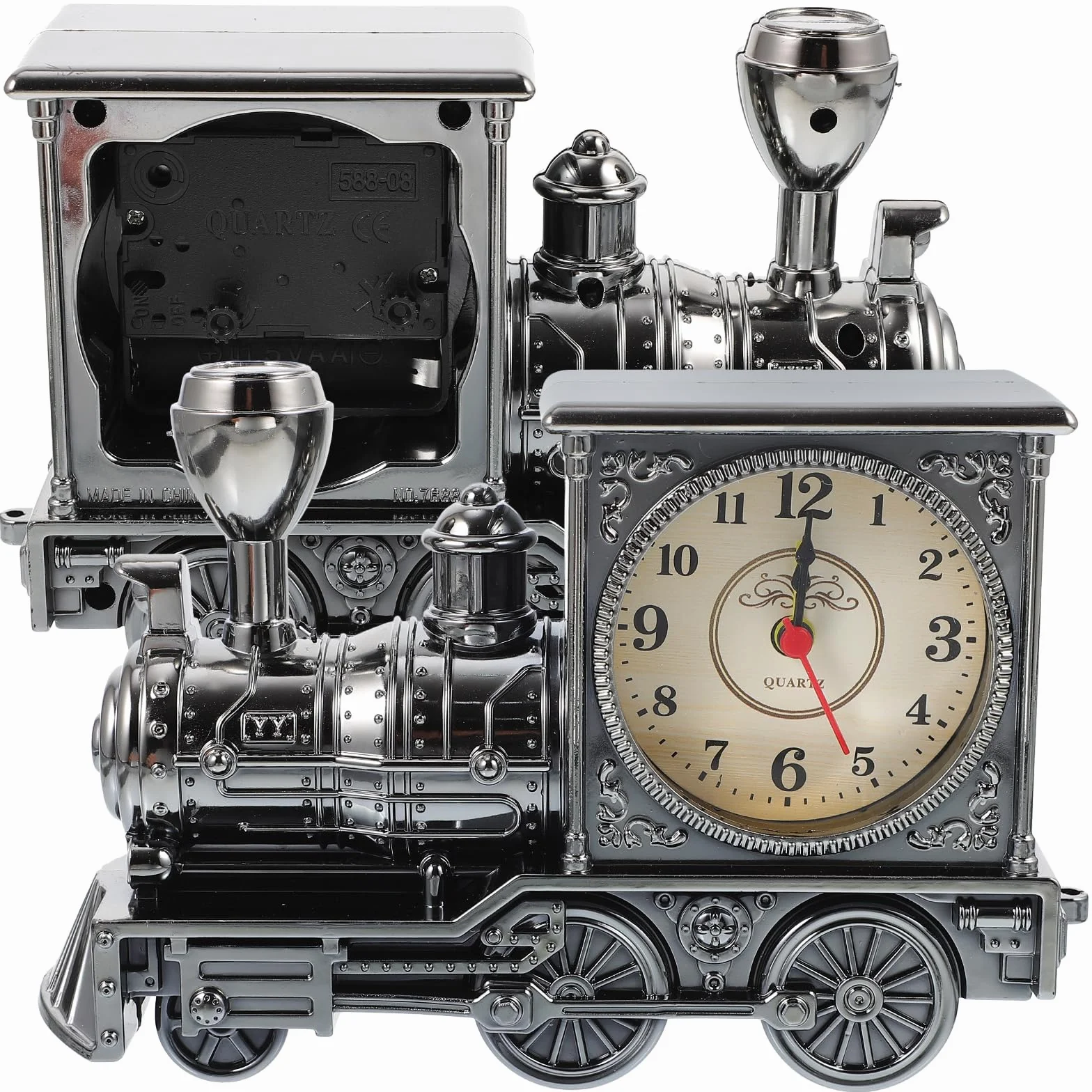 VOSAREA Décoration Table Figurine Train Réveil Horloge Digitale Modèle Train D'époque Steampunk Décor Rétro