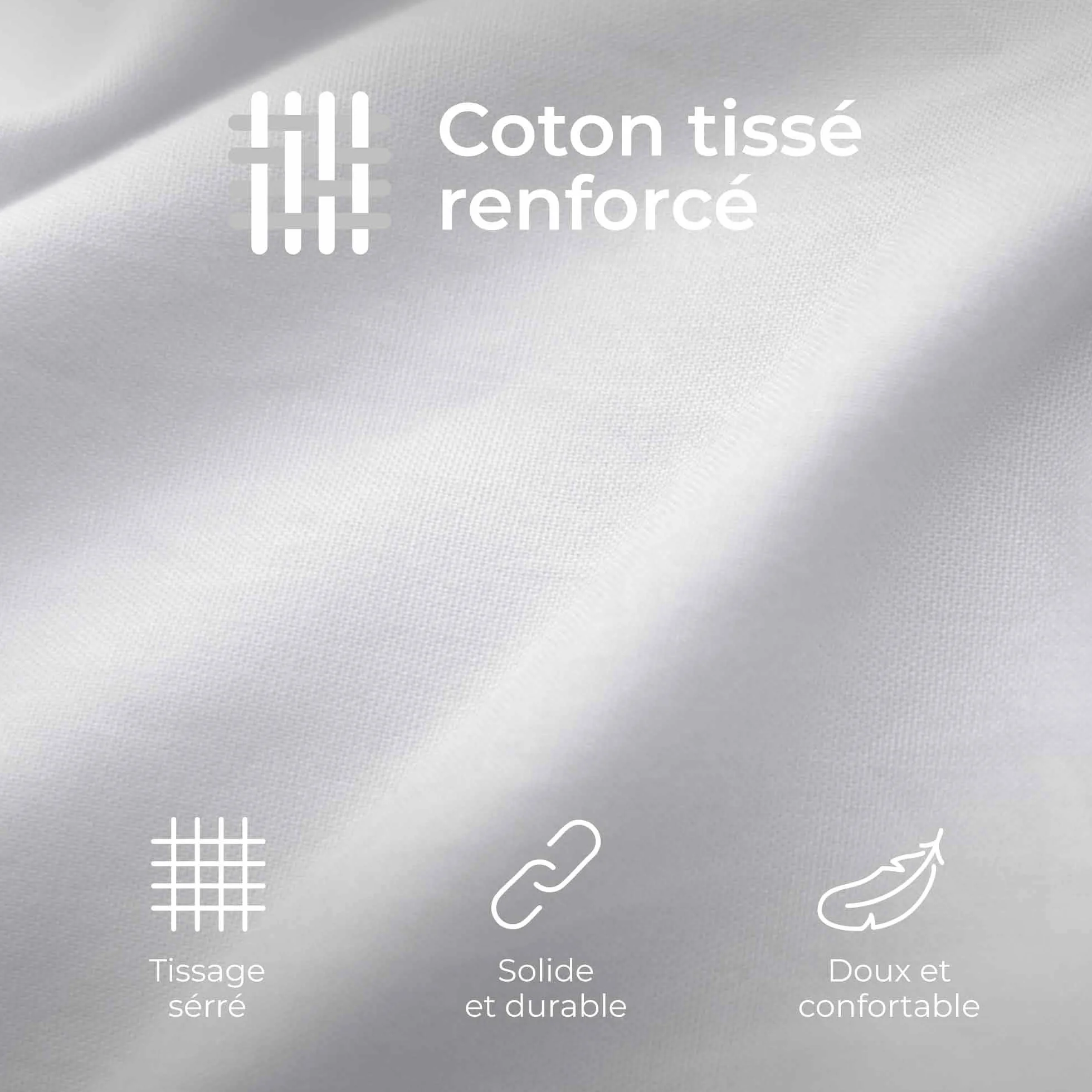 Taie Oreiller 50x70 Coton Renforcé Set de 2 Blanc 57 Fils/cm² Certifié Oeko Tex
