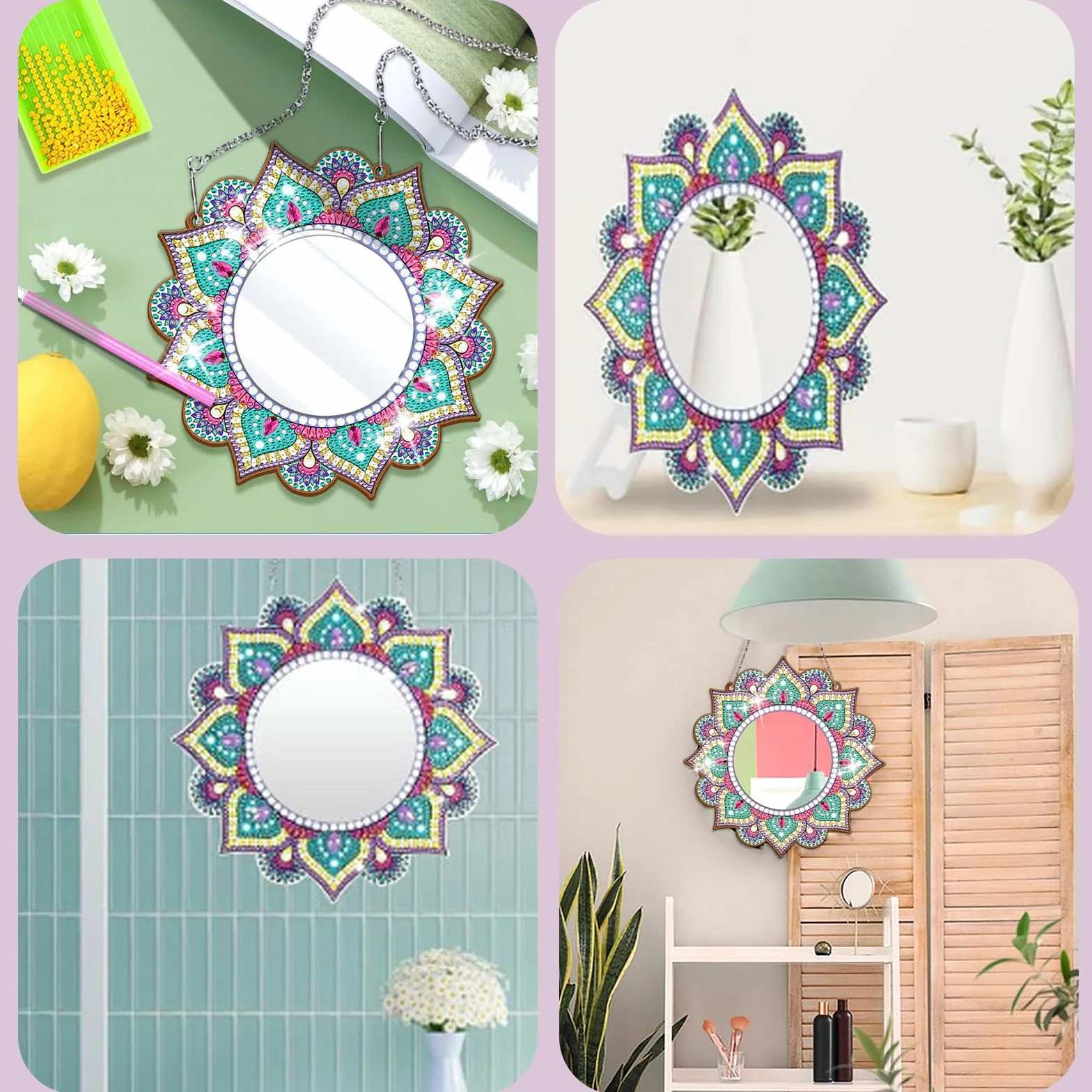5D Diamond Painting Mirror pour Enfants Filles 6-12 Ans Décoration Chambre