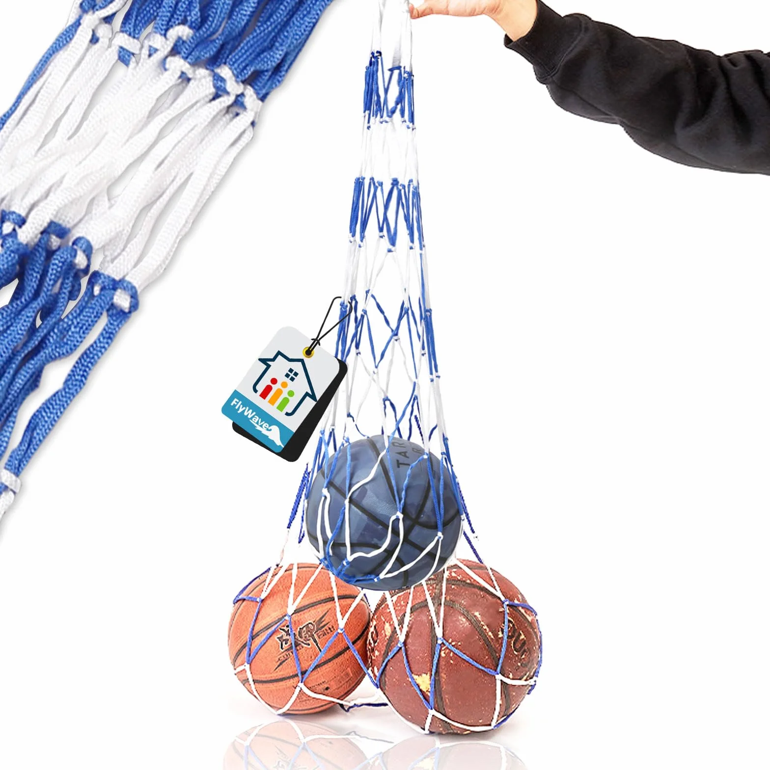 FlyWave Filet Ballon de Foot, Sac à Ballon, Rangement Ballon, Filet Pare Ballon, Sac Ballon de Basket, Filet de Foot, 1-10 Ballons, Nylon Réutilisable
