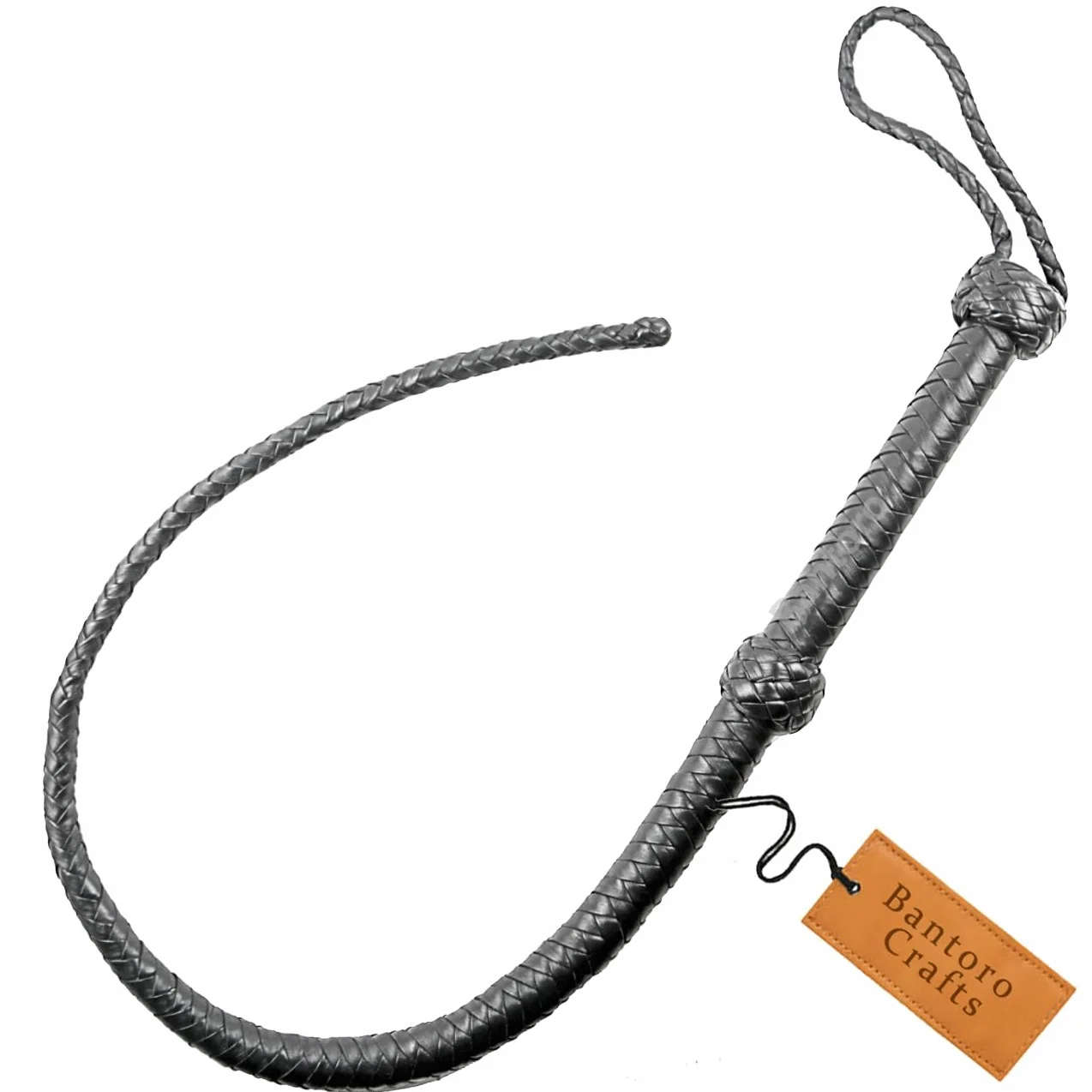 Fouet en cuir de vachette véritable de 0,90 m, 8 couches, fouet à queue unique avec pagaie sur le dessus tressé
