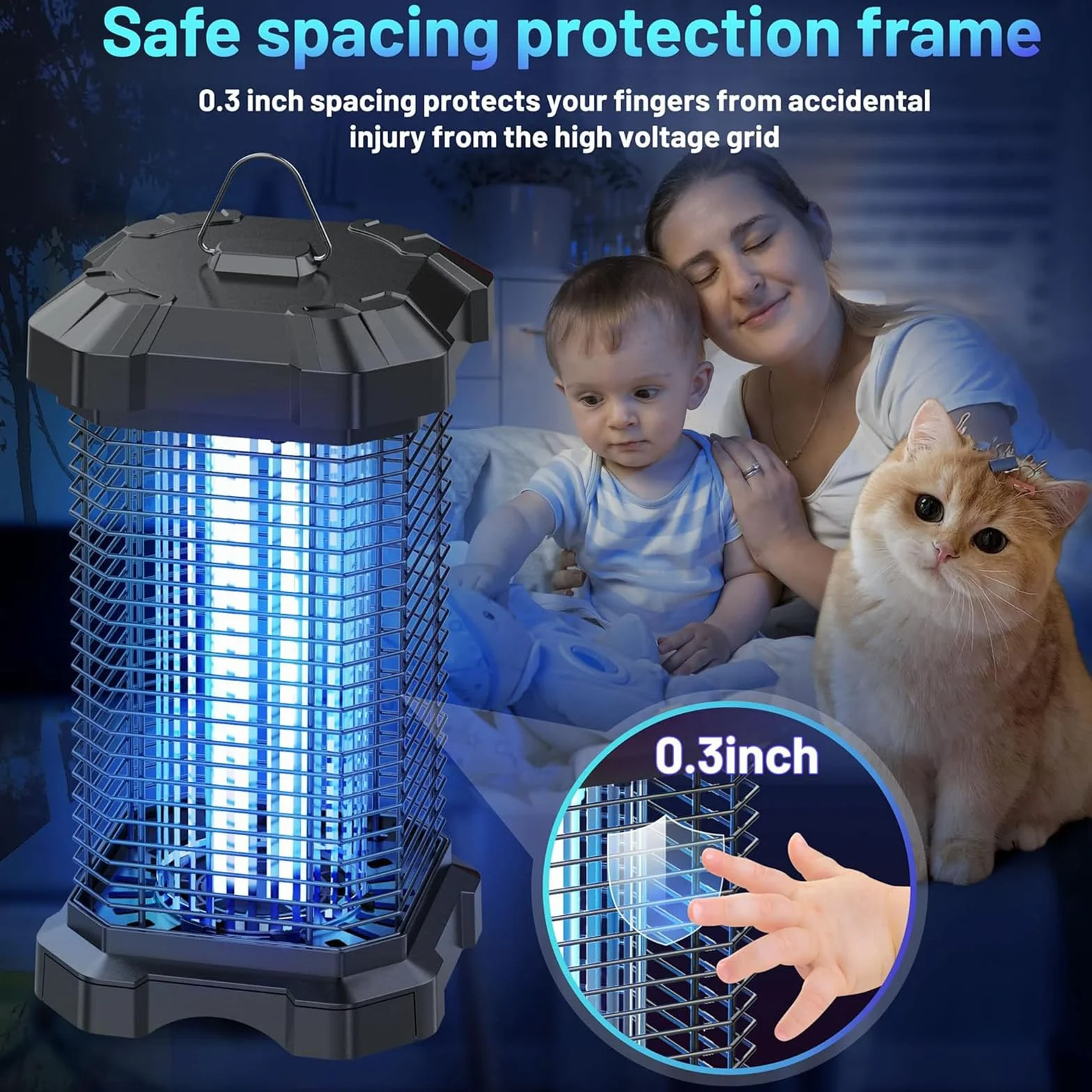 Lampe Anti Moustique Électrique 4200V Piège à Mouches 18W Intérieur Extérieur