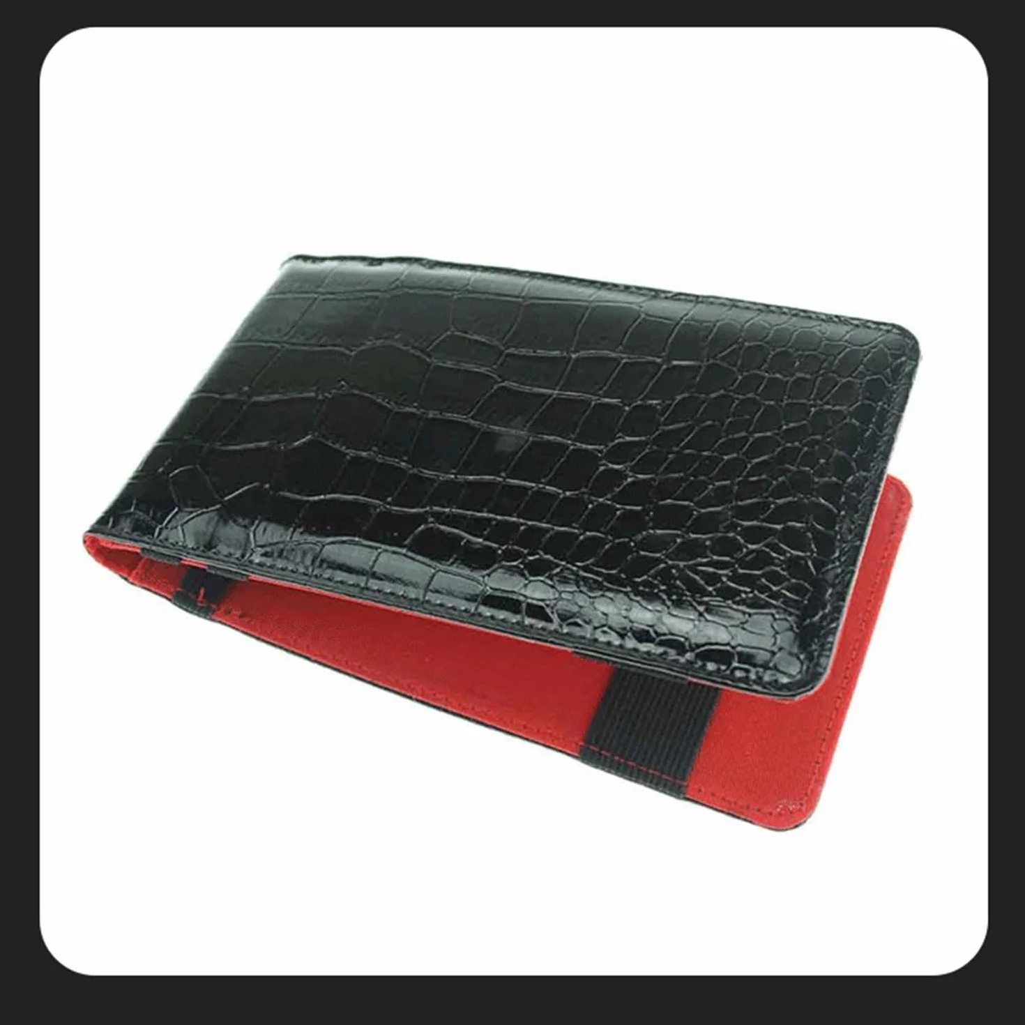 Porte-carte de score de golf en cuir synthétique motif crocodile avec boucle