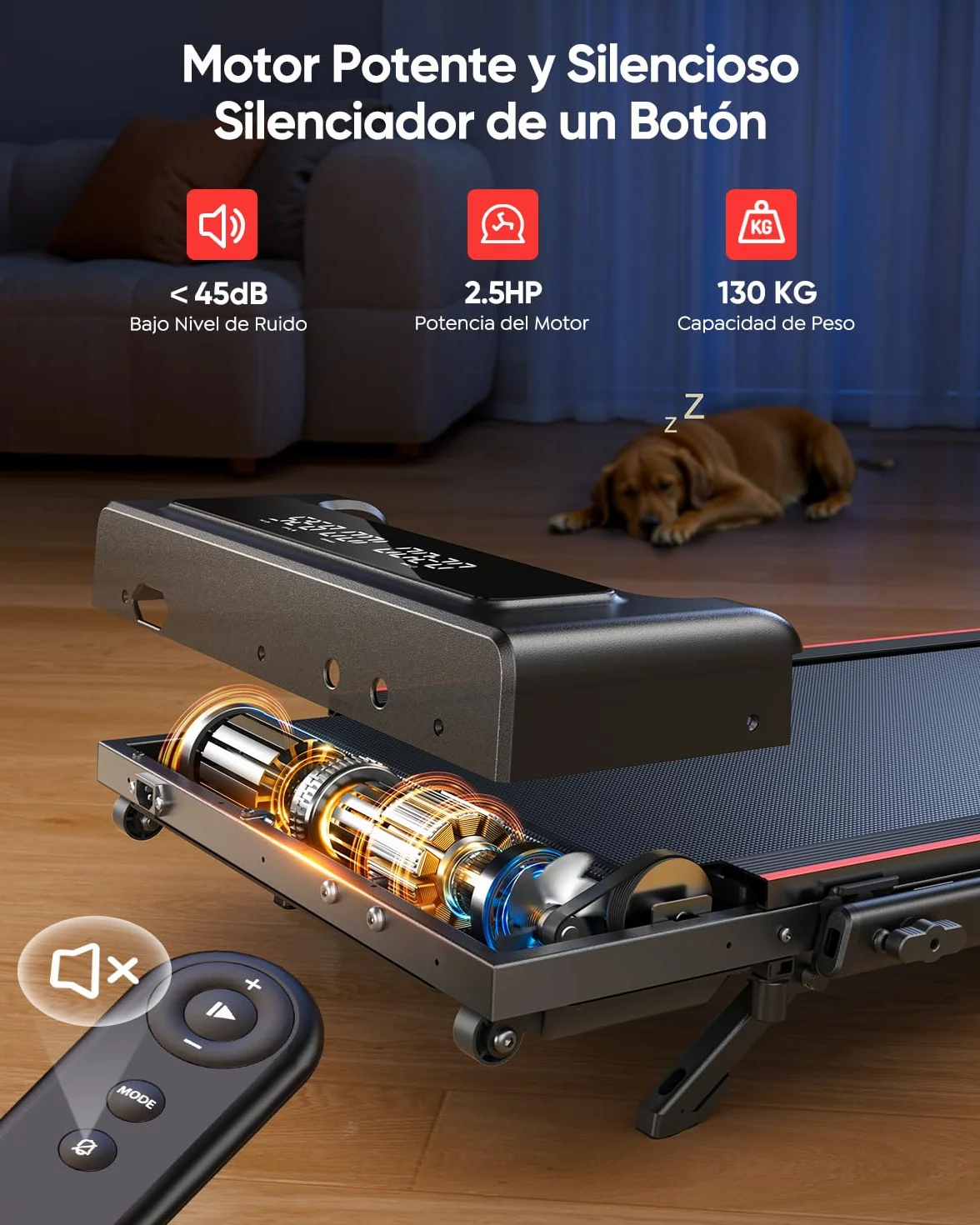 Tapis de Course, Inclinaison de 9%, 12km/h,électrique Pliable 4en1,Compact et Portable,2.5 HP, Peut être placé sous Le canapé,télécommande,APP,Double écran LED, adapté au Bureau à Domicile