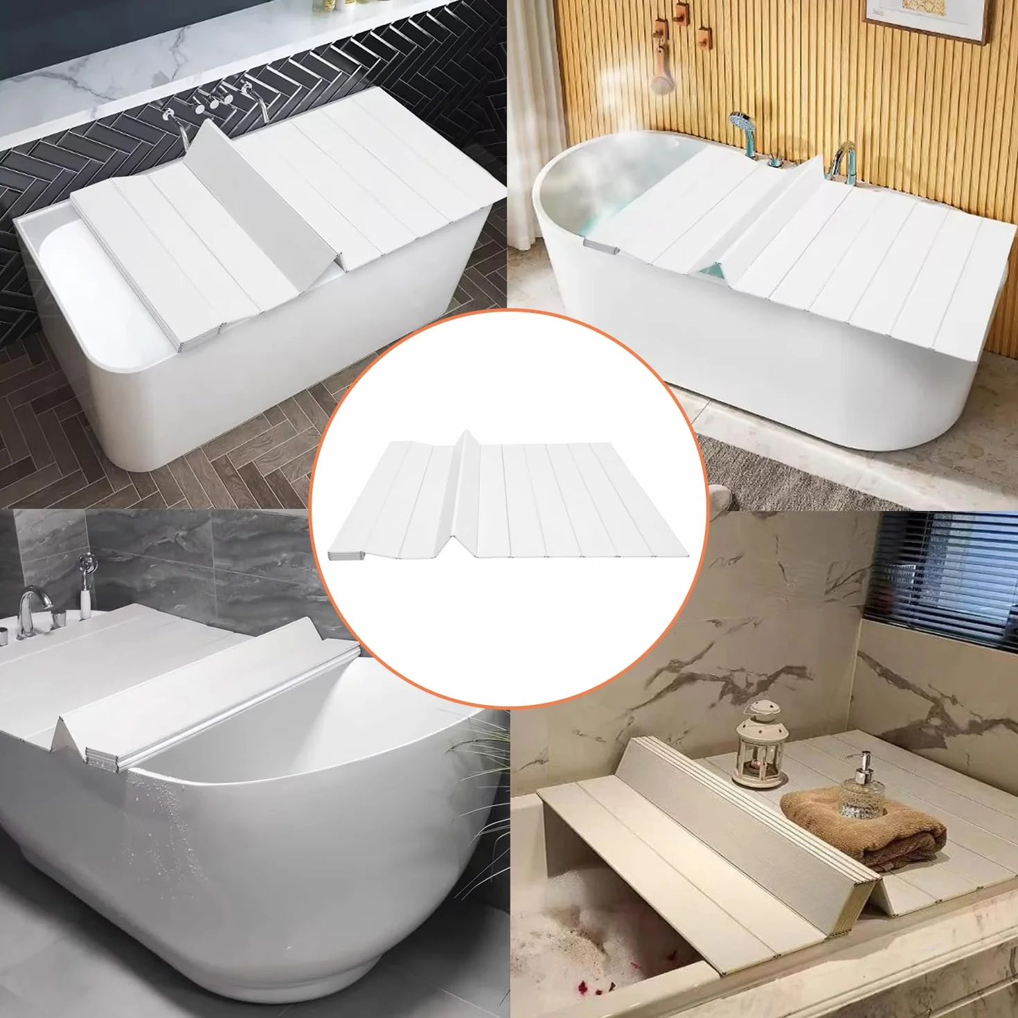 Couverture De Baignoire Pliante 70 x 170 cm PVC Blanc Étanche Anti-poussière
