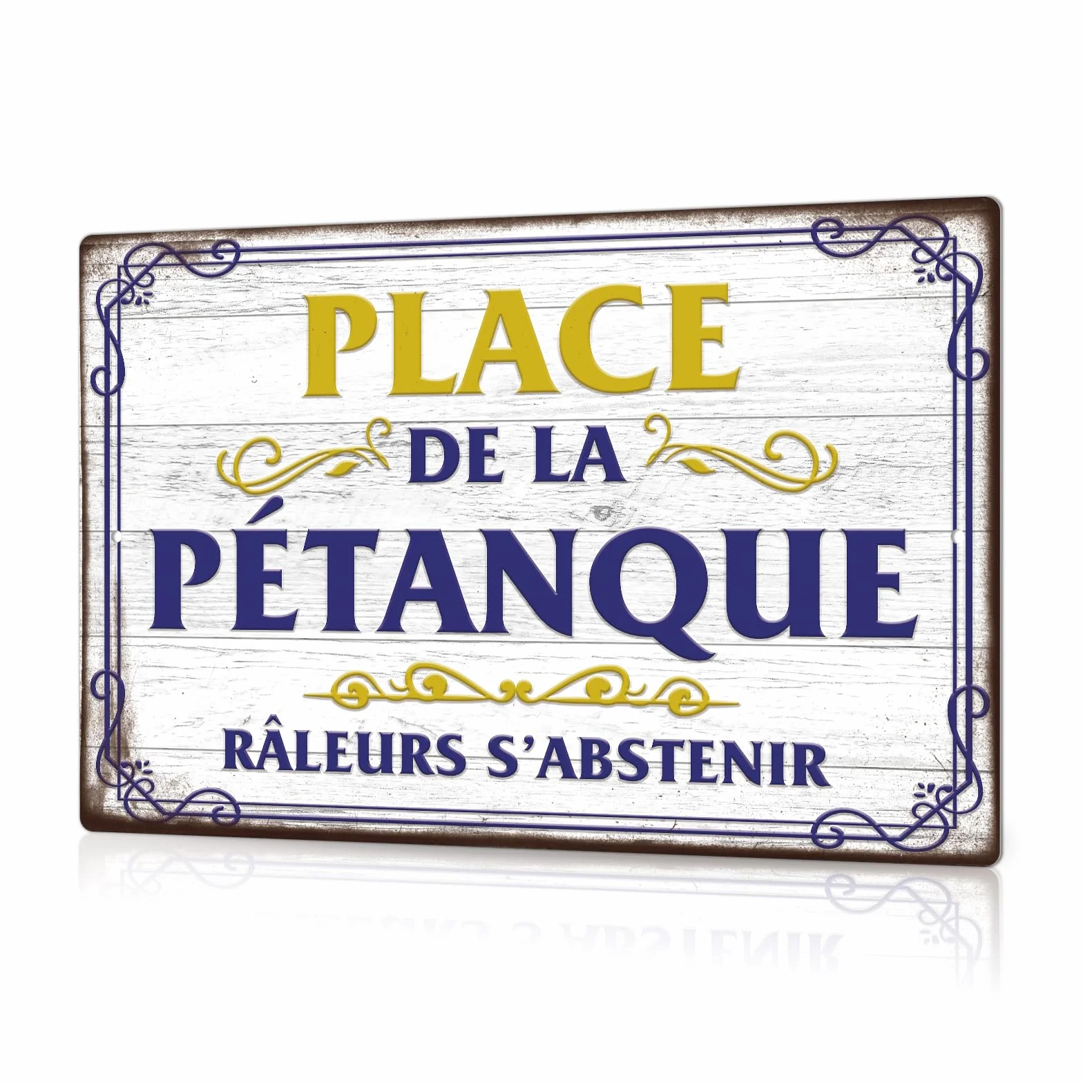 Plaque Métallique Place de la Pétanque 30x20 cm Panneau Vintage Aluminium Jardin Terrasse