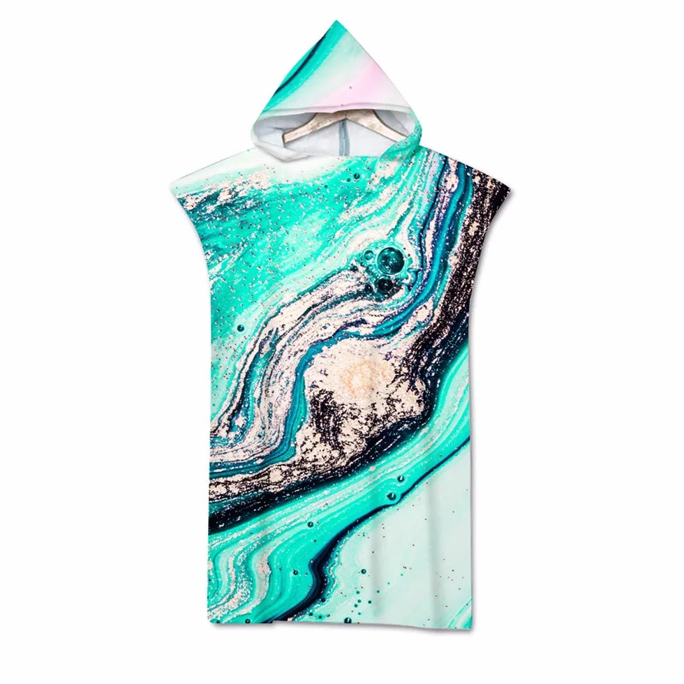 Surwin Poncho Peignoir de Surf Serviette de Surf mer Microfibre Sport, Adulte Enfant Unisexe Sports pour Les Sports Nautiques et Le Surf sur la Plage Piscine