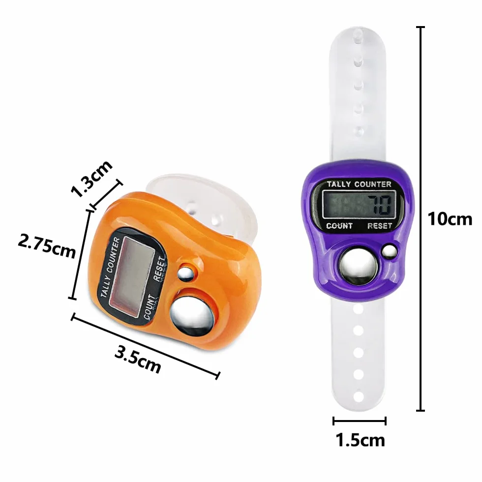 Pack de 5 Compteurs de Doigts, Compteur Clicker à Affichage LCD 5 Chiffres pour Inventaire, Sports, Marketing