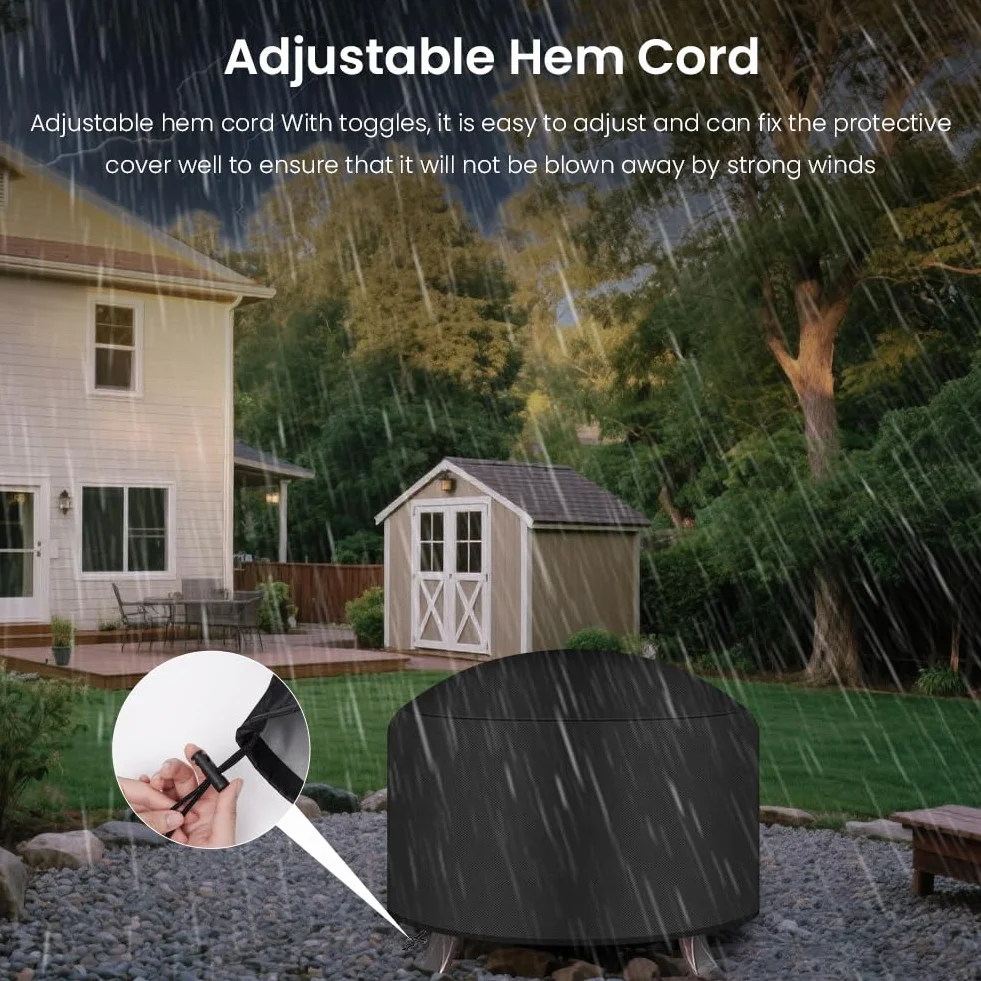 AOOWU Rond Housse De Protection Pour Braséros 80x80 Cm 210D Oxford Imperméable Résistant Aux UV