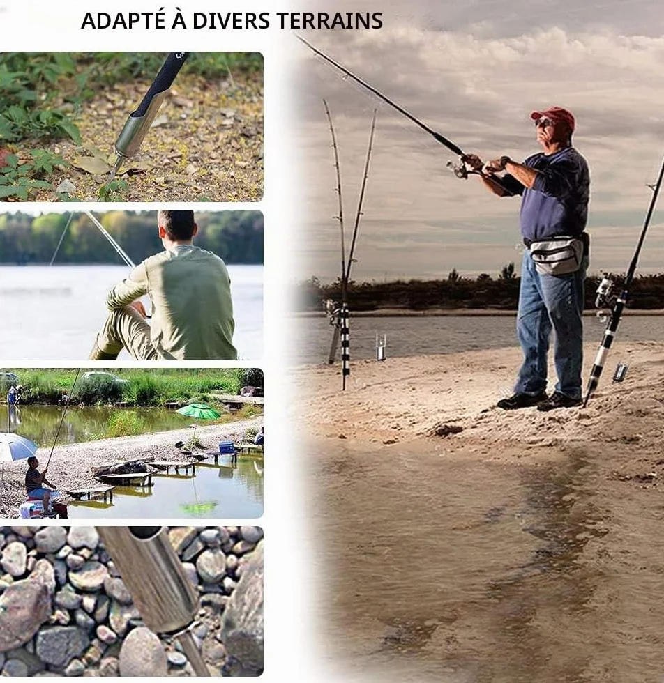 Support de Canne à Pêche Acier Inoxydable Universel Détachable Portable 2pcs