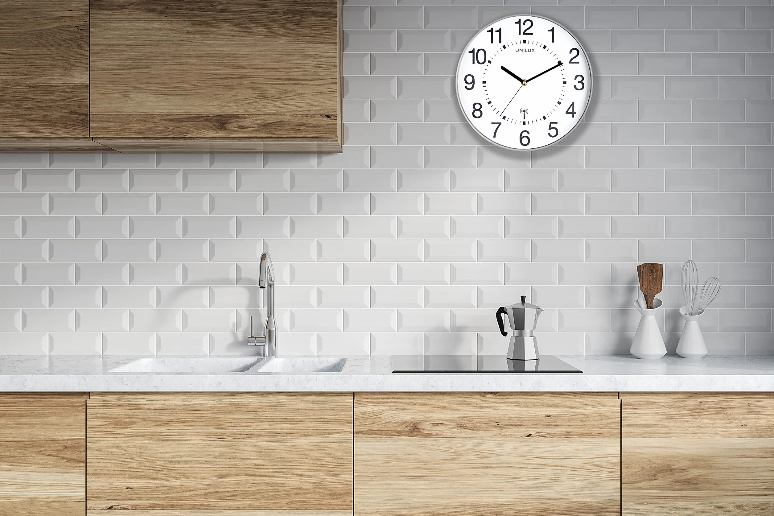 Unilux Wave Pendule de bureau Quartz Radio-pilotée Ø 30 cm Gris métal