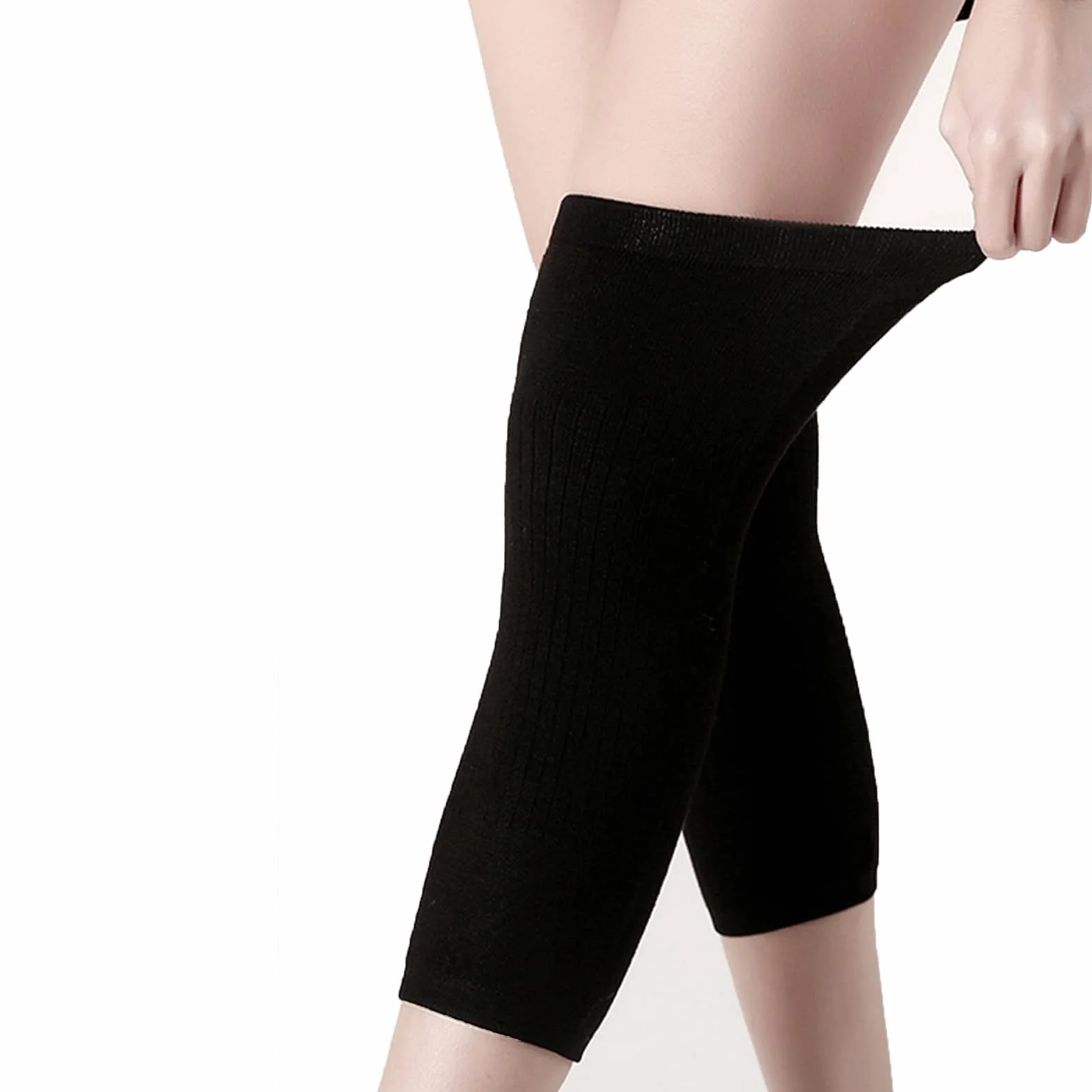 Genouillère en Laine Cachemire Unisexe Genouillères Unisexe en Laine Chaude Genouillères élastiques Genouillères de Sport Légères Chaud Protège-Genou pour la danse les sports de plein (Noir)
