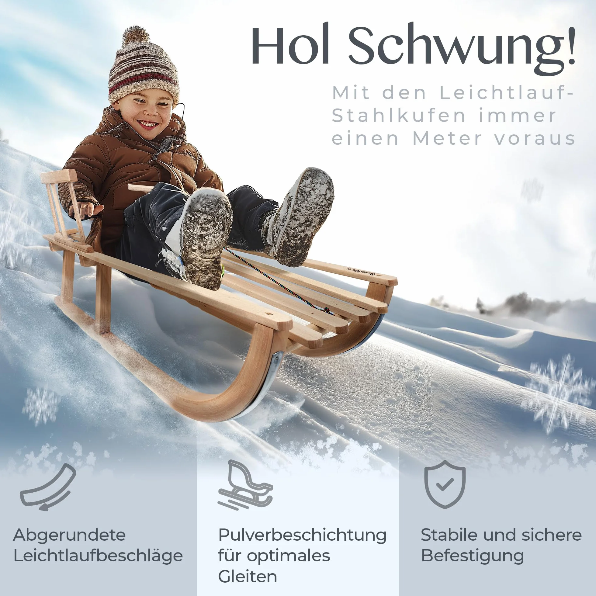BambiniWelt by Rafael K. Davoser Luge en bois pour enfant avec dossier 90 cm