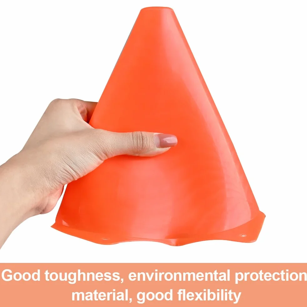Cônes de Formation Sportive pour Football 12PCS Plastique Orange 18cm Cônes de Jeu Durable pour Enfants