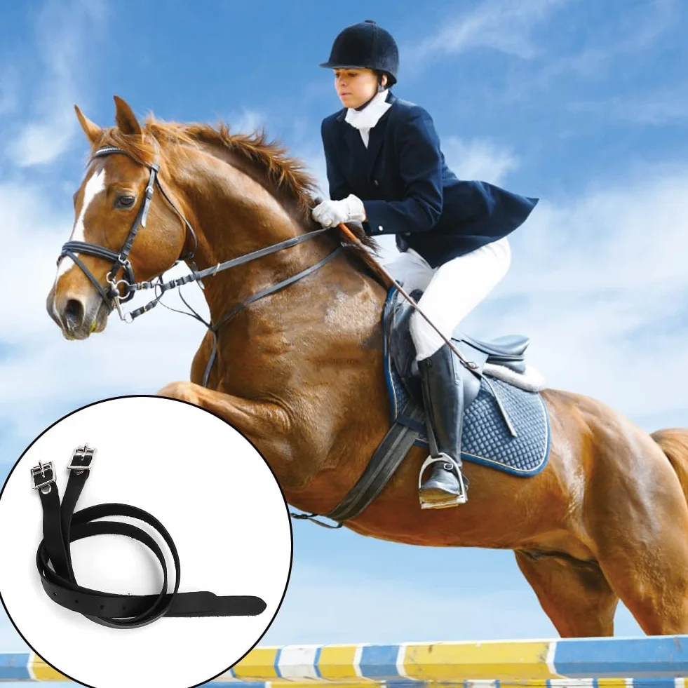 Sangle D'éperons en Cuir,2Pcs Lanières Réglables Étrivières Courroies Allongées Boucle en Acier Inoxydable Équitation Fixation sur Bottes de Cowboy pour Contrôle L'équitation Sports 50cm