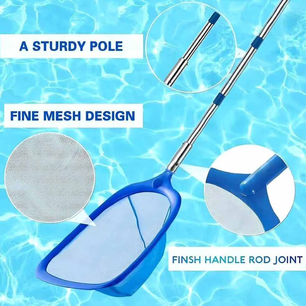 TUIBEIDAMAI Epuisette Piscine Manche Telescopique Maille Extra Fine Brosse Kit Nettoyage 187cm