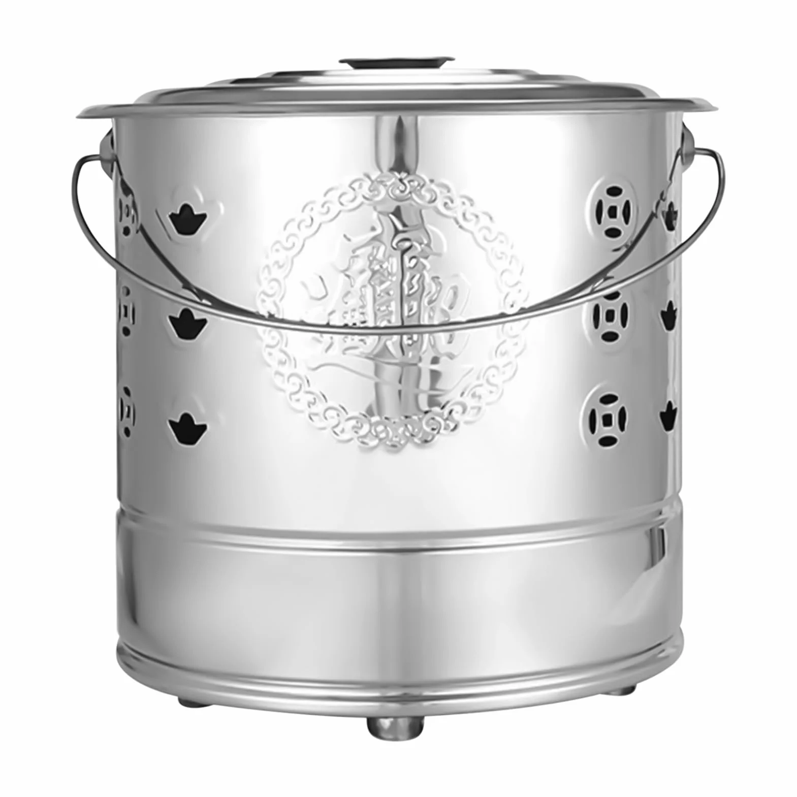 Burn Barrel Seau en Papier Inoxydable avec Poignée de Transport pour Feuilles Débris Bois Conteneur à Feu Extérieur Durable