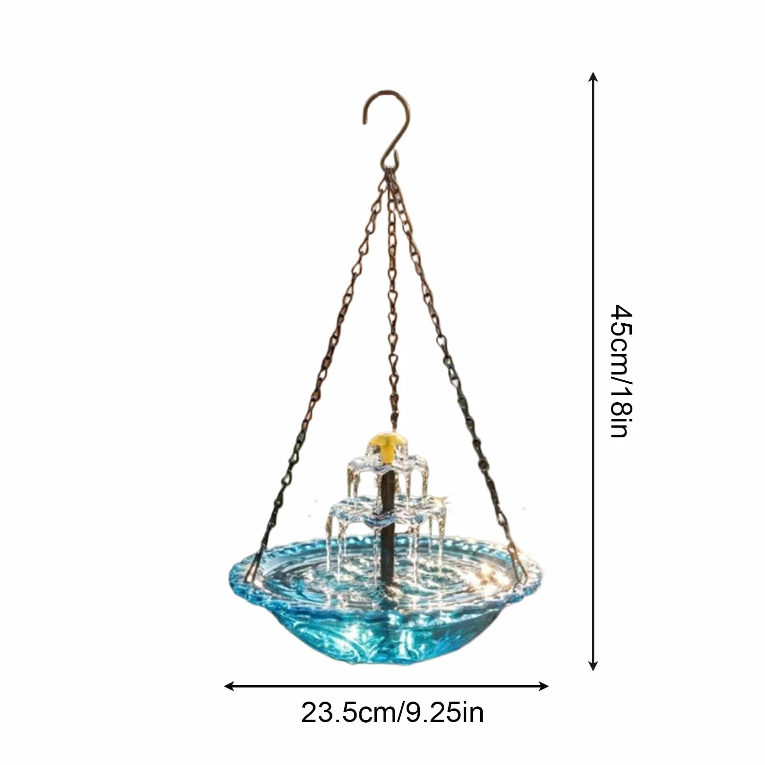 Fontaine Solaire Suspendue pour Oiseaux, Bain d'oiseaux D'extérieur avec Mangeoire Automatique