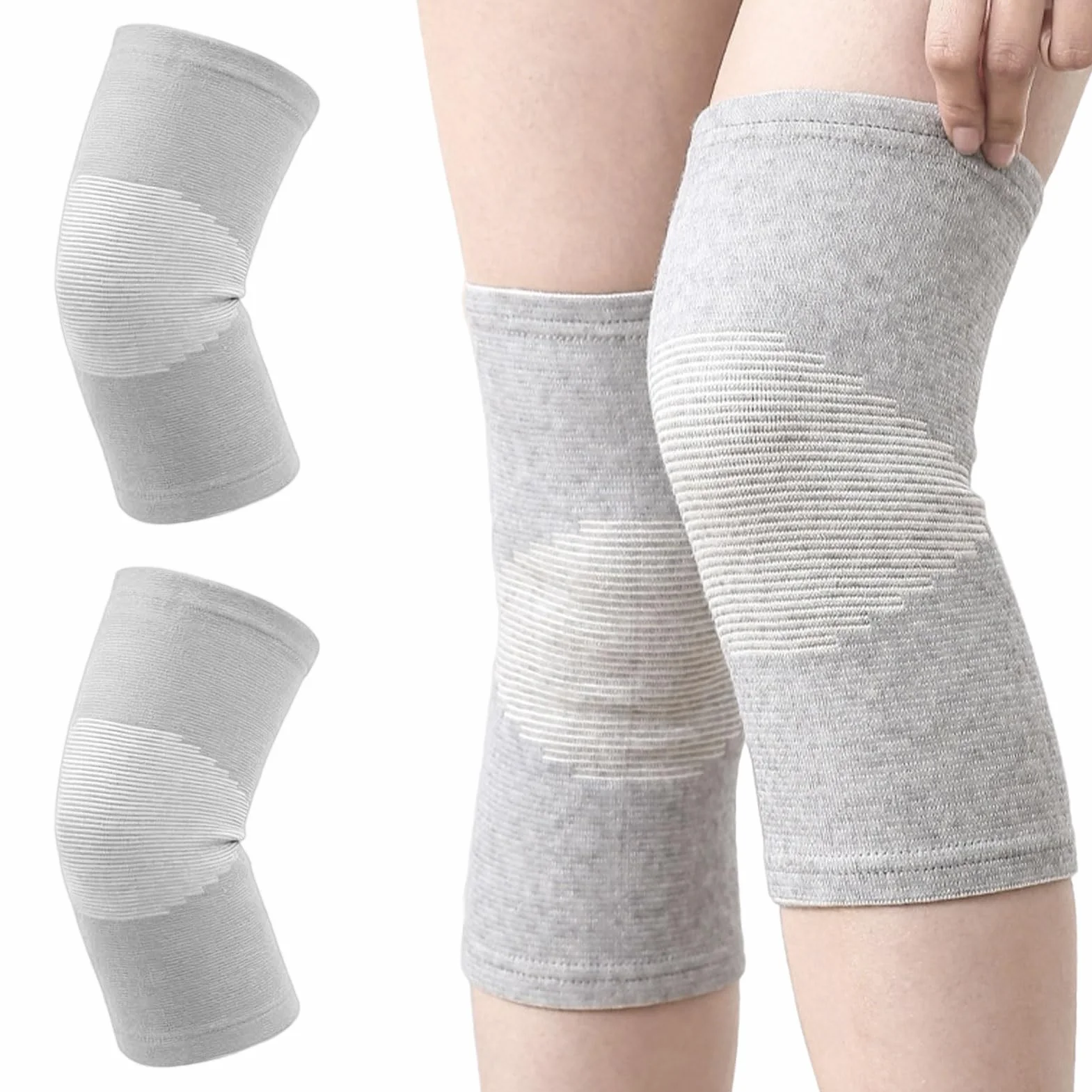 Genouillere Arthrose Genou Bambou, 2 pièces Genouillère En Bambou, Genouillère En Bambou pour Arthrose, pour Homme Femme de compression filles hommes sport ski cyclisme l'entraînement, l'arthrose